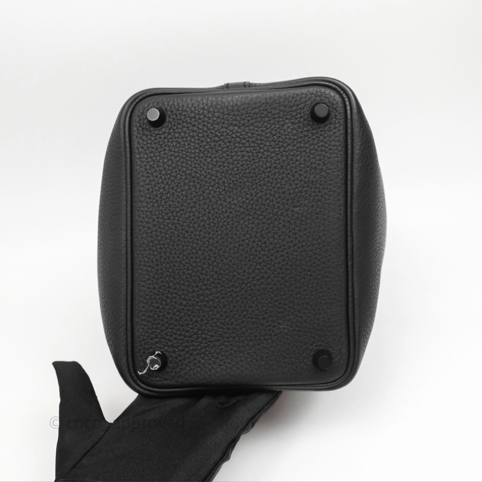 Herms Picotin 18 Black Noir Clemence So Black Hardware