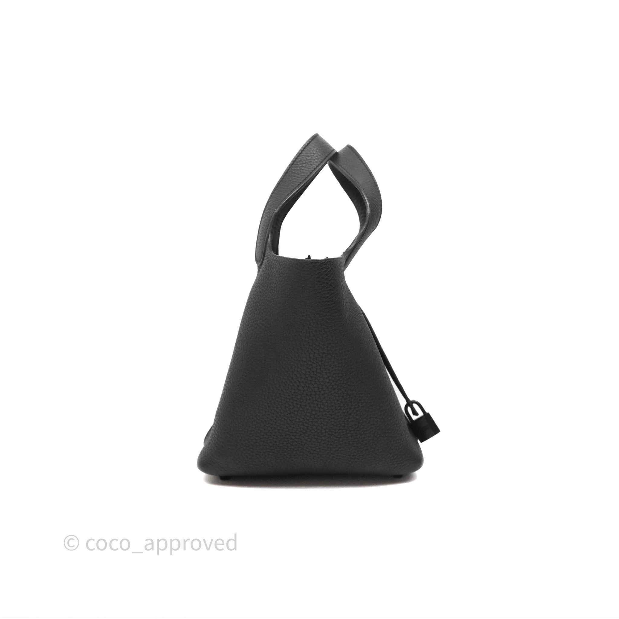 Herms Picotin 18 Black Noir Clemence So Black Hardware