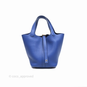 Herms Picotin 18 Bleu lectrique 7T Clemence Gold Hardware