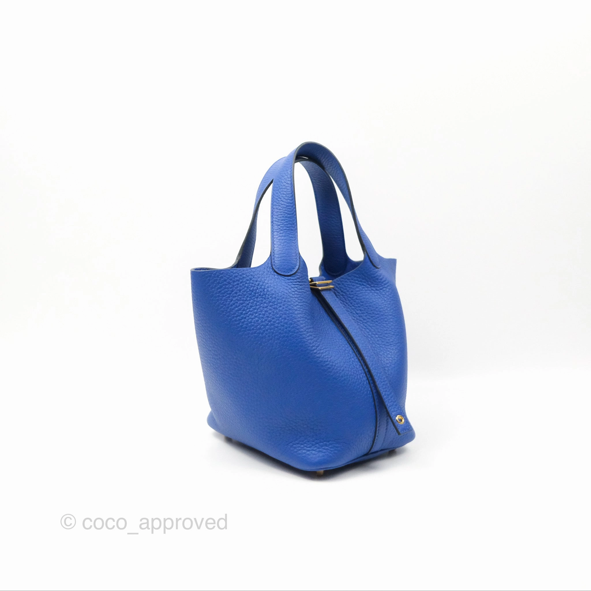 Herms Picotin 18 Bleu Royal Clemence Gold Hardware