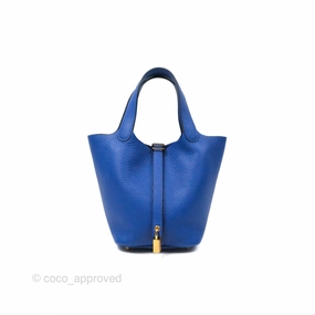 Herms Picotin 18 Bleu Royal Clemence Gold Hardware