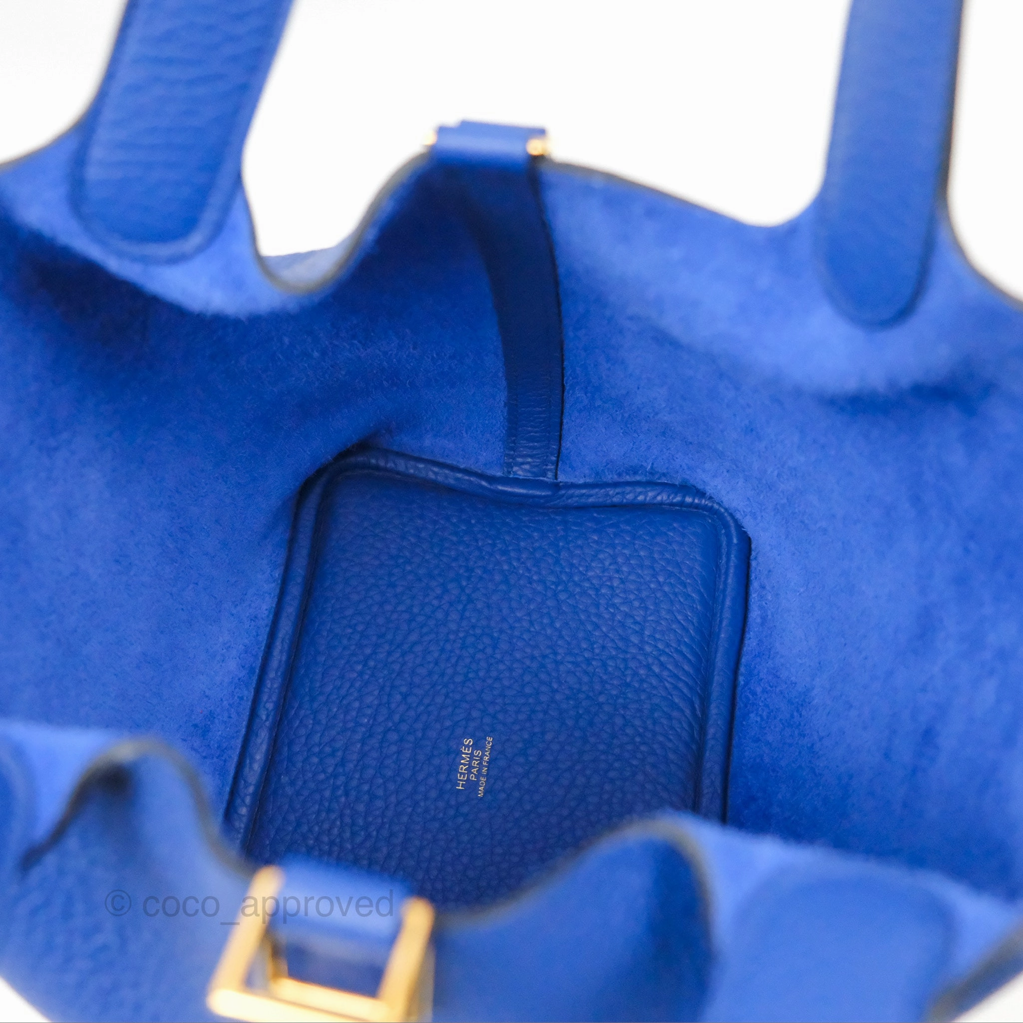 Herms Picotin 18 Bleu Royal Clemence Gold Hardware