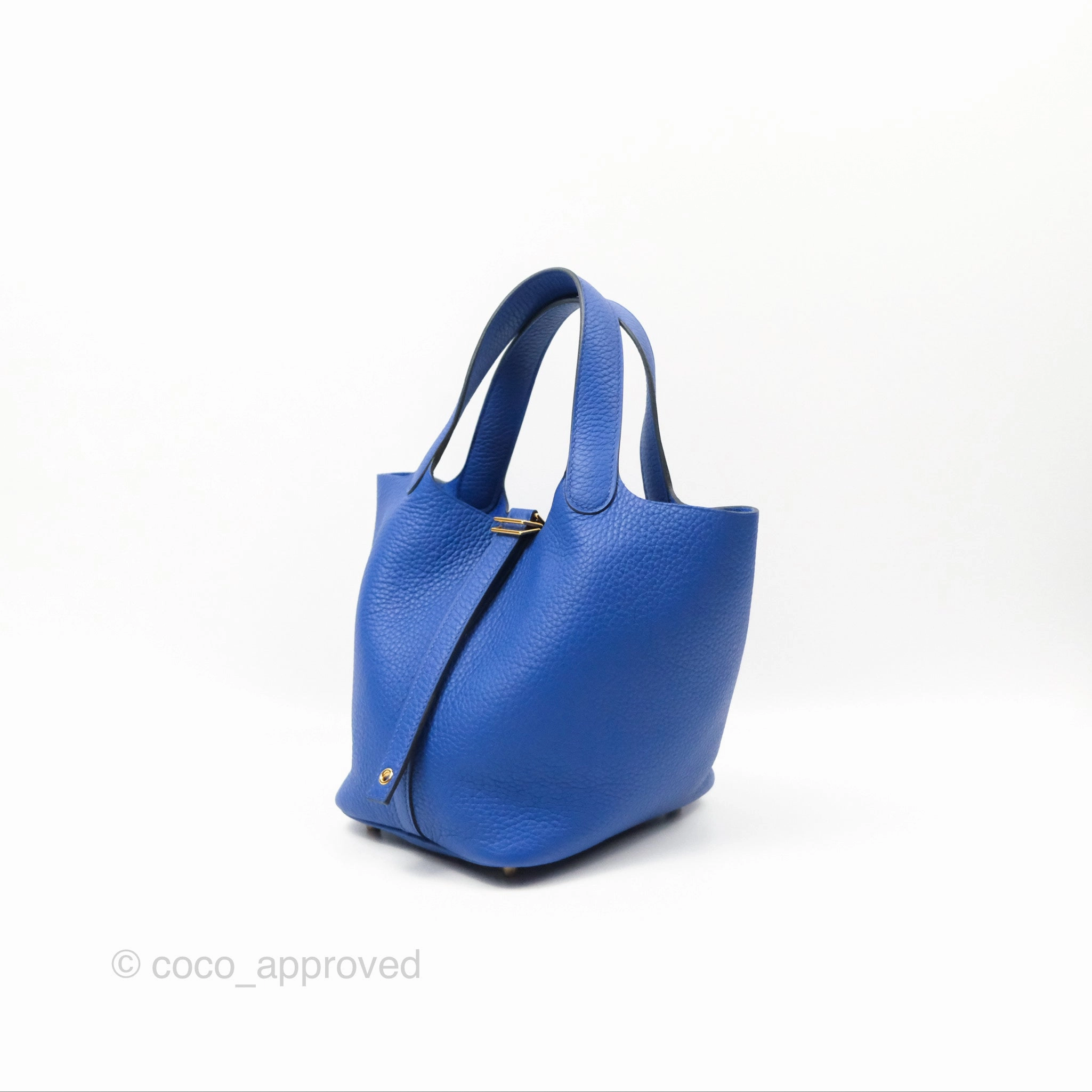Herms Picotin 18 Bleu Royal Clemence Gold Hardware