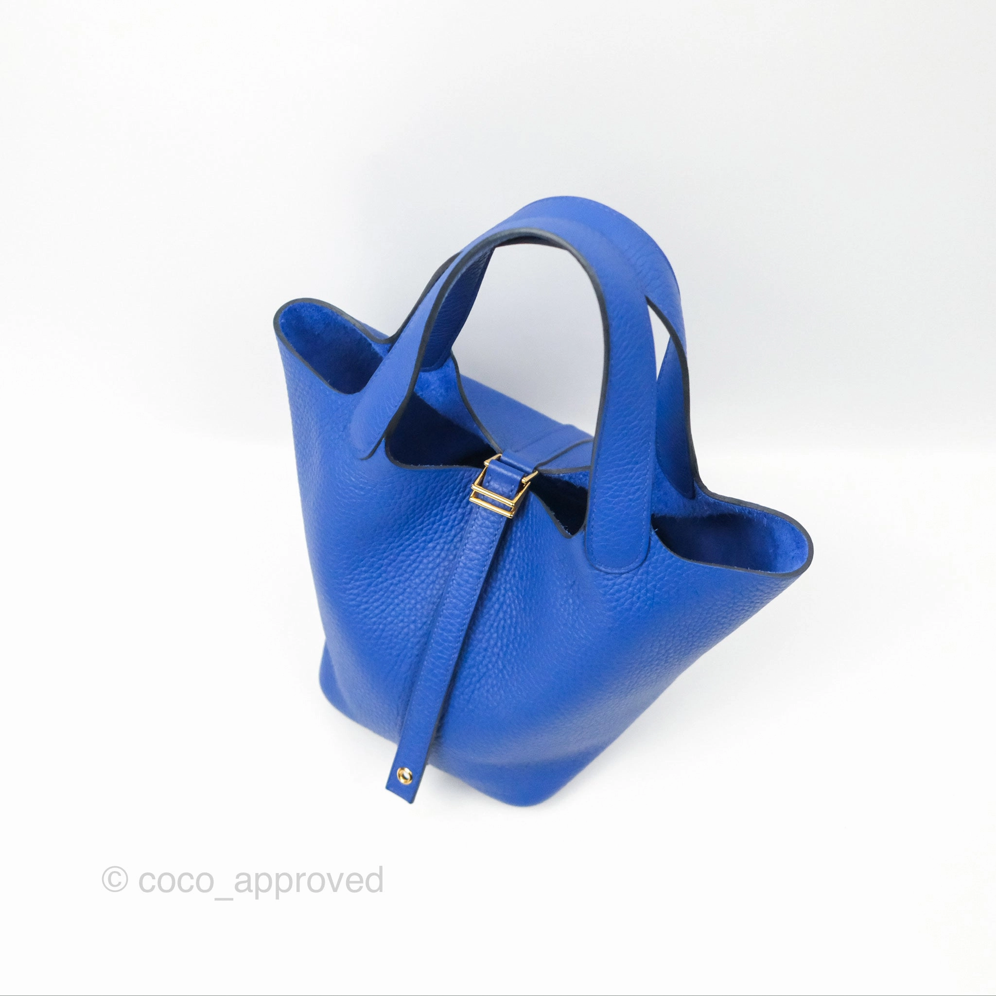 Herms Picotin 18 Bleu Royal Clemence Gold Hardware