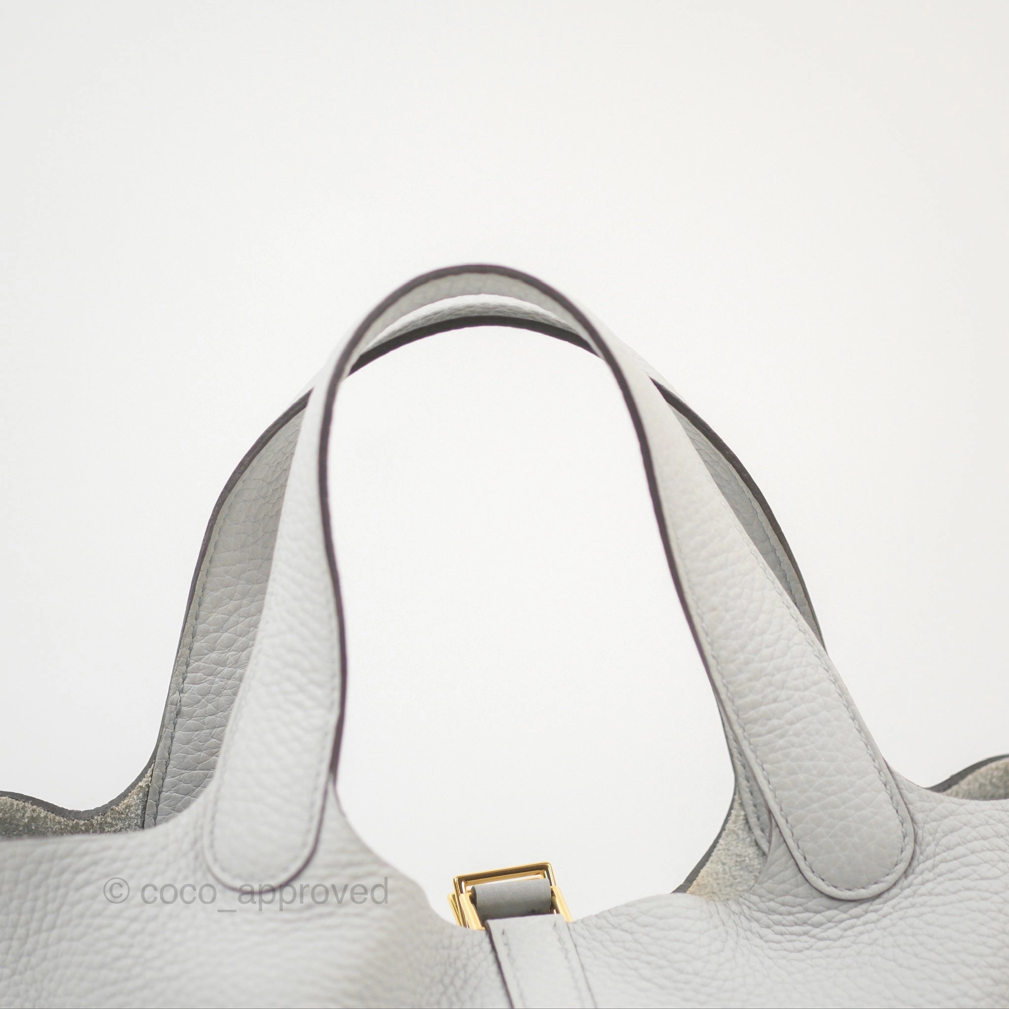 Herms Picotin 18 Blue Pale Clemence Gold Hardware