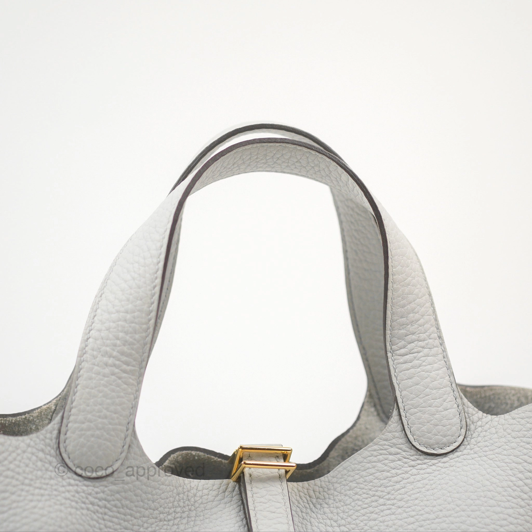 Herms Picotin 18 Blue Pale Clemence Gold Hardware