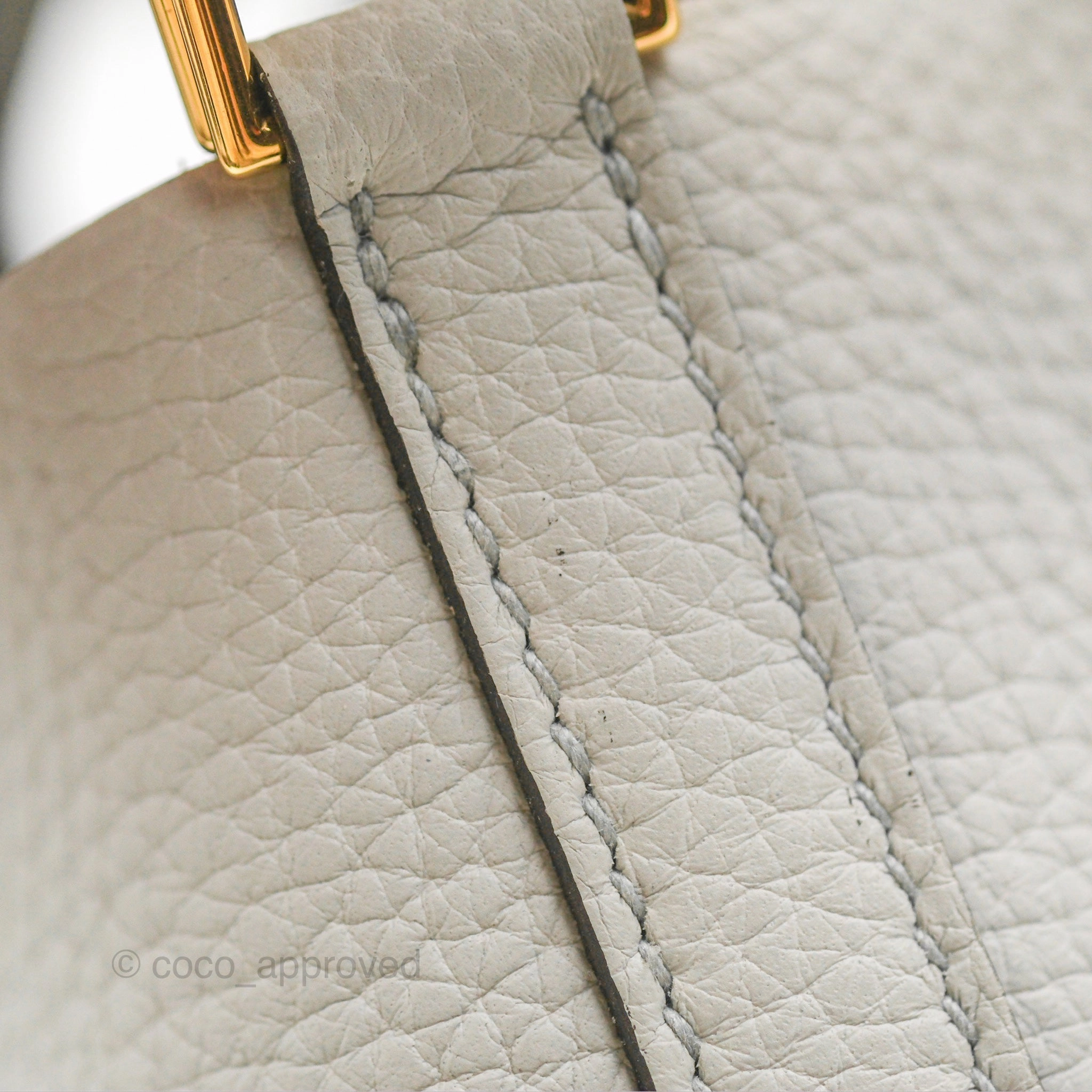 Herms Picotin 18 Blue Pale Clemence Gold Hardware