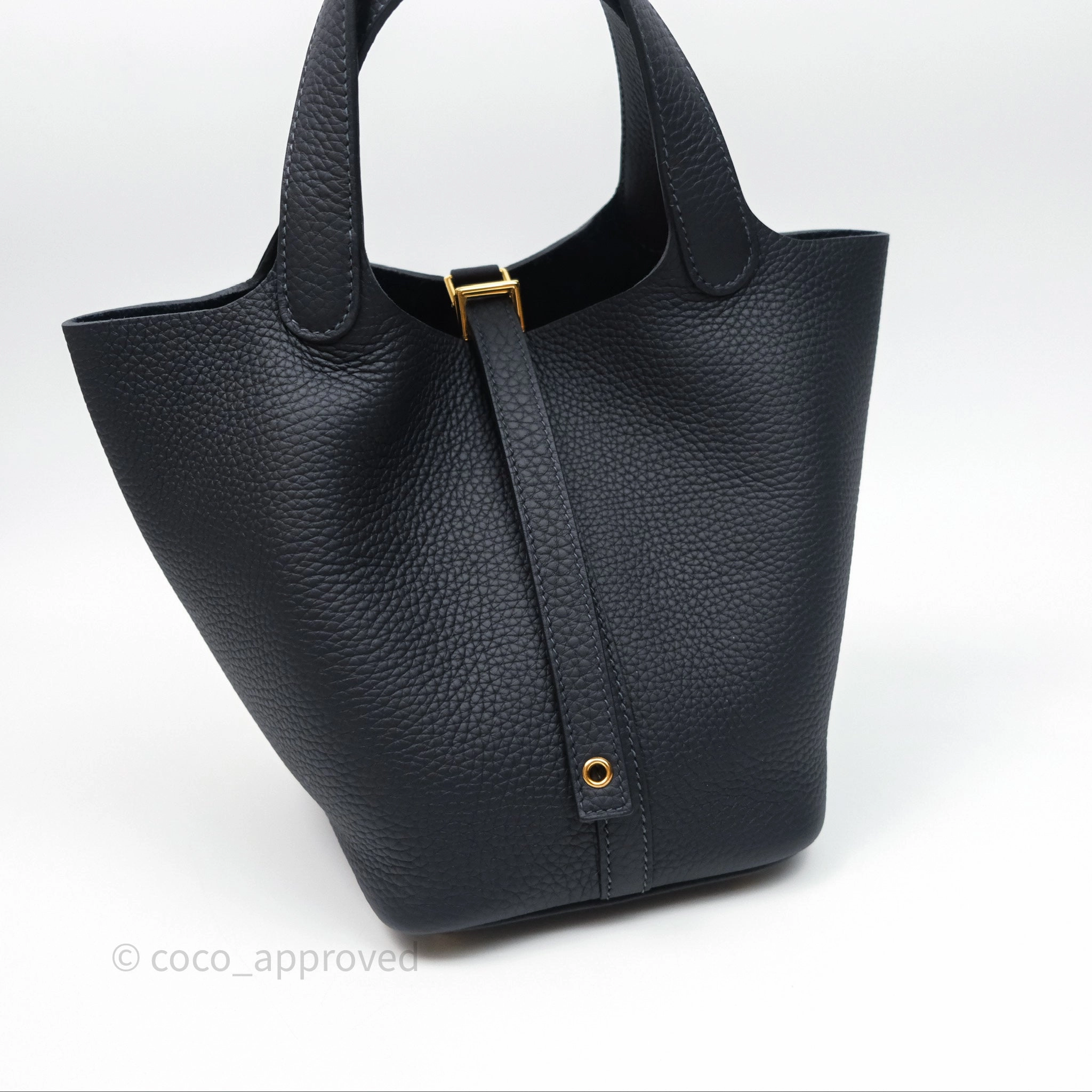 Herms Picotin 18 Caban 3Y Clemence Gold Hardware