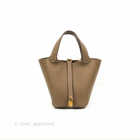 Herms Picotin 18 Etoupe Clemence Gold Hardware