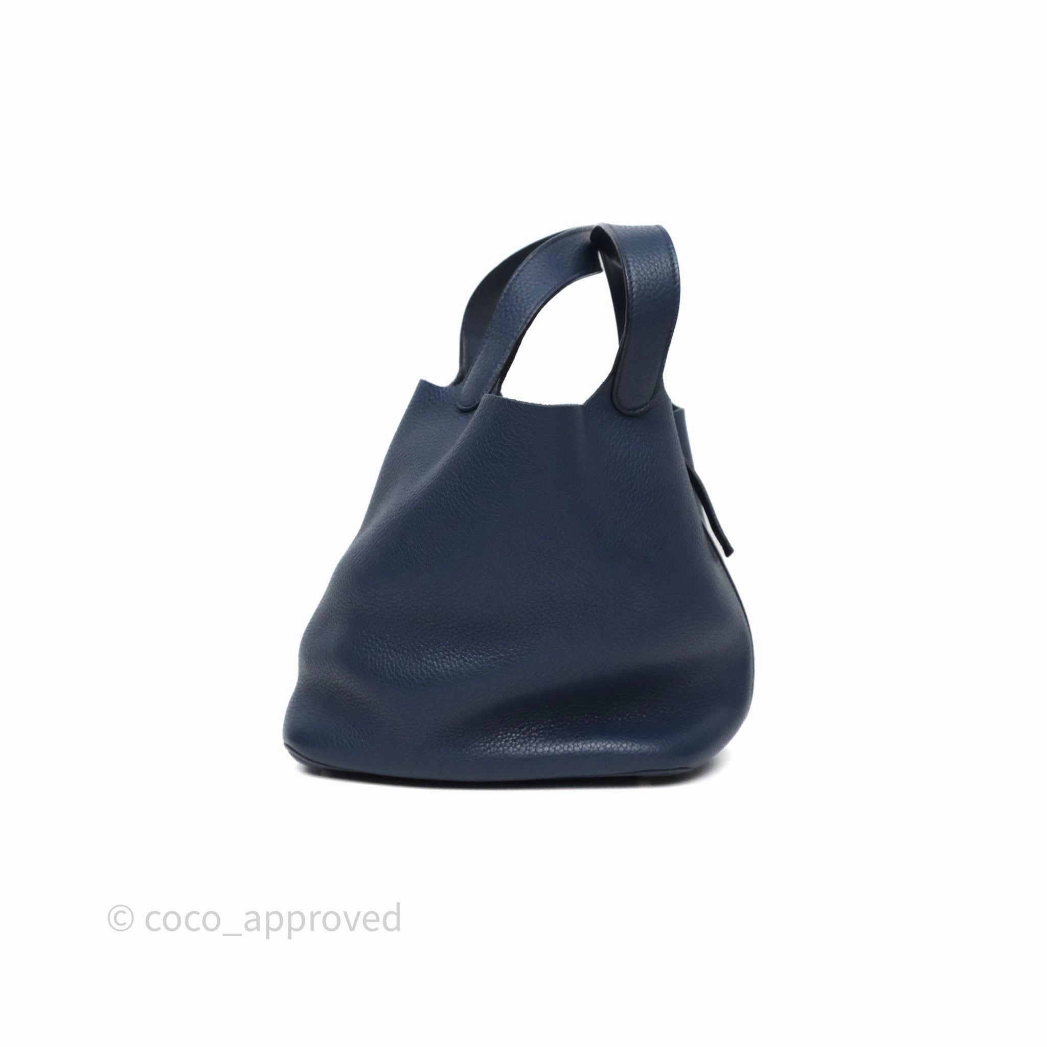 Herms Picotin 22 Bleu Nuit 2Z Clemence Palladium Hardware