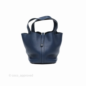 Herms Picotin 22 Bleu Nuit 2Z Clemence Palladium Hardware