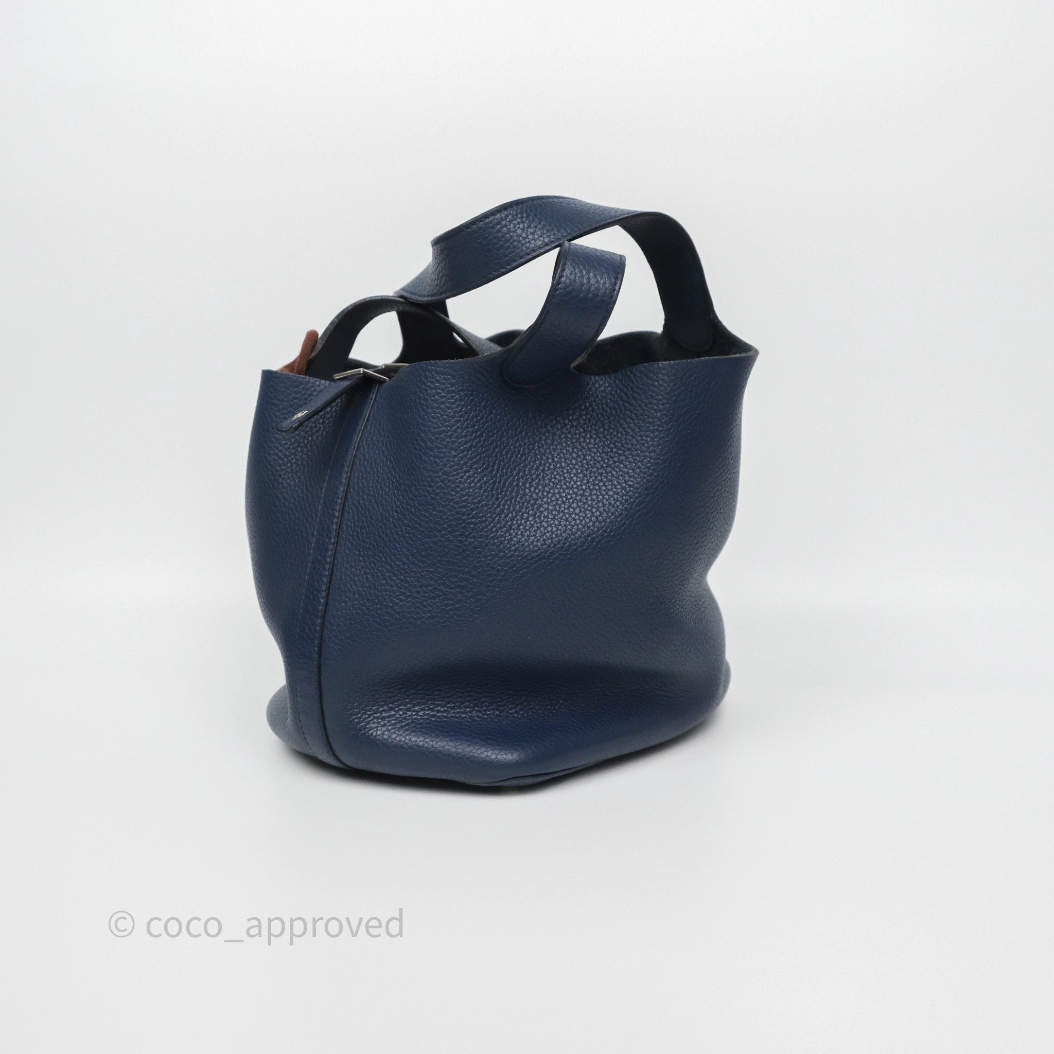 Herms Picotin 22 Bleu Nuit 2Z Clemence Palladium Hardware