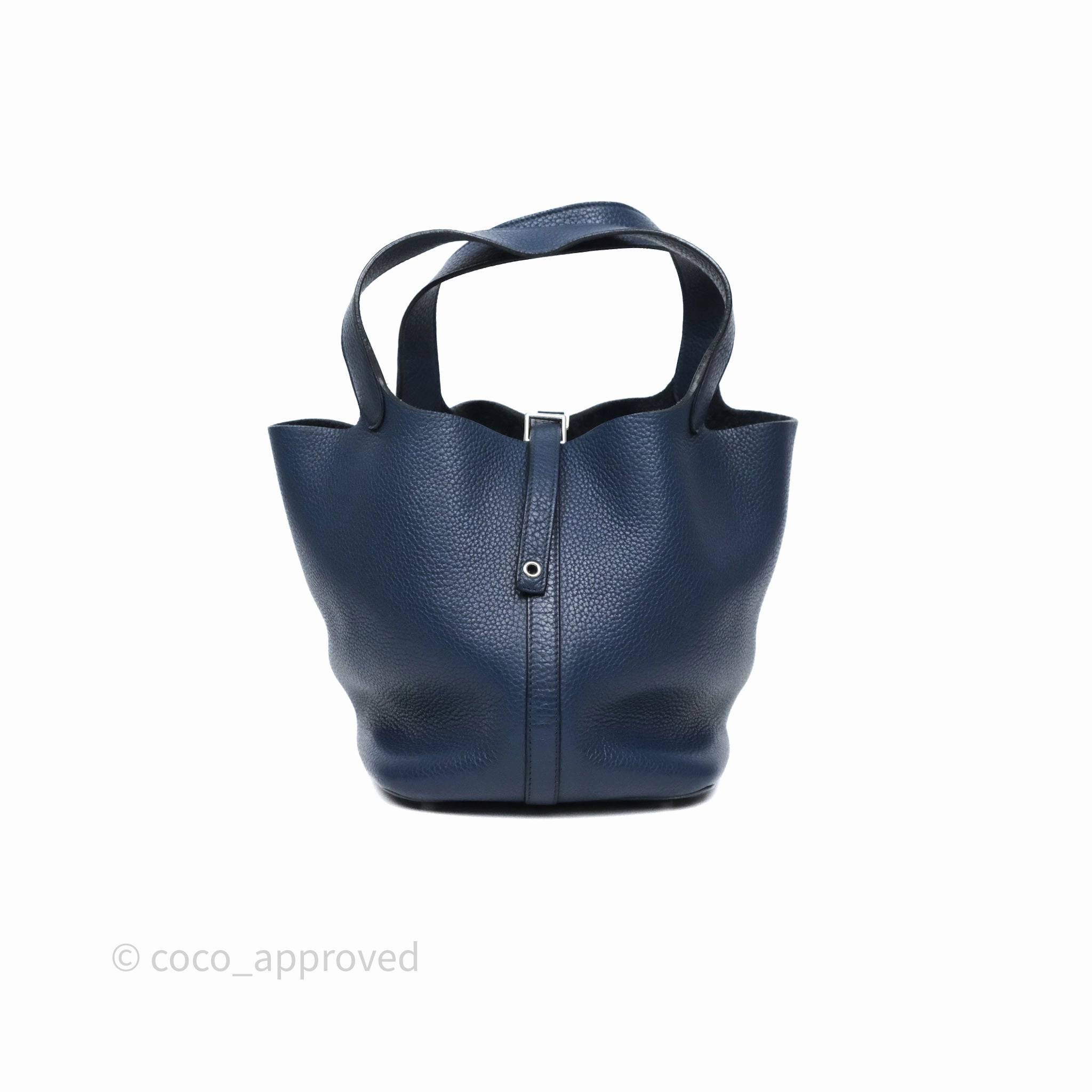 Herms Picotin 22 Bleu Nuit 2Z Clemence Palladium Hardware