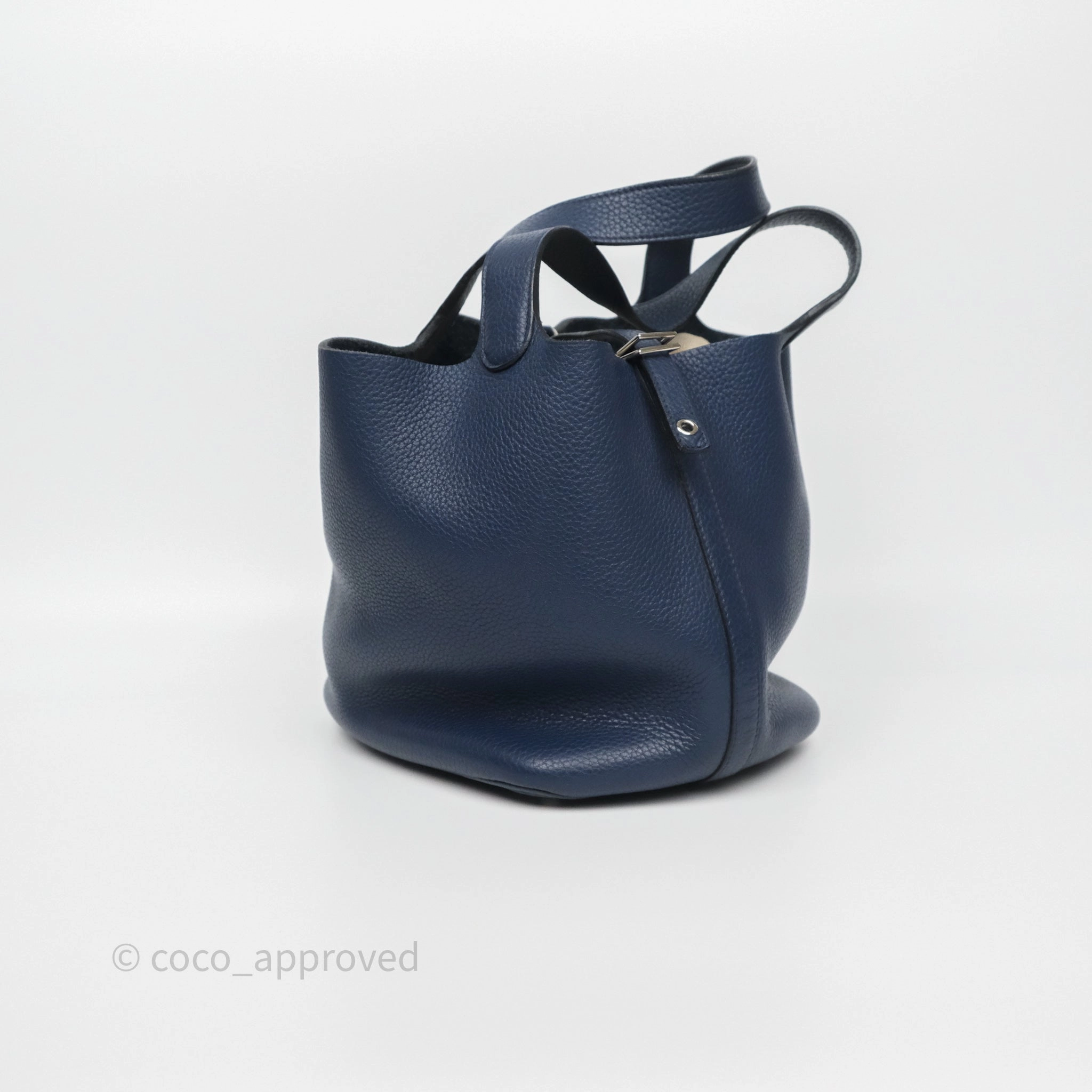Herms Picotin 22 Bleu Nuit 2Z Clemence Palladium Hardware