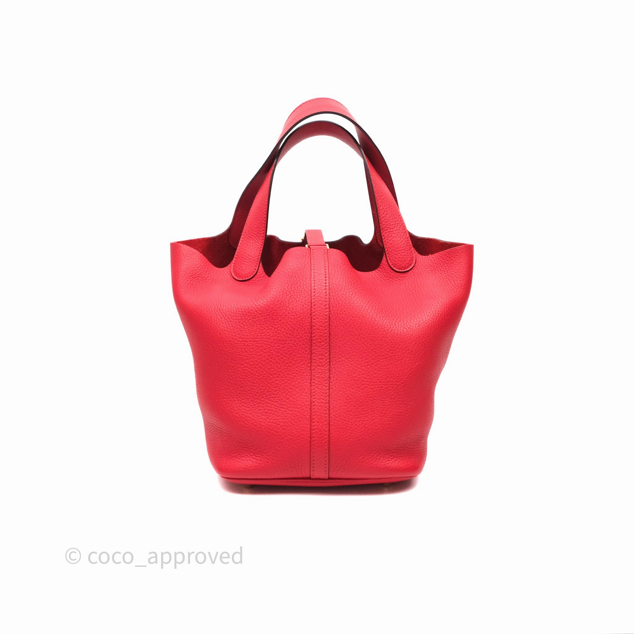 Herms Picotin 22 Rouge Tomate S5 Clemence Gold Hardware