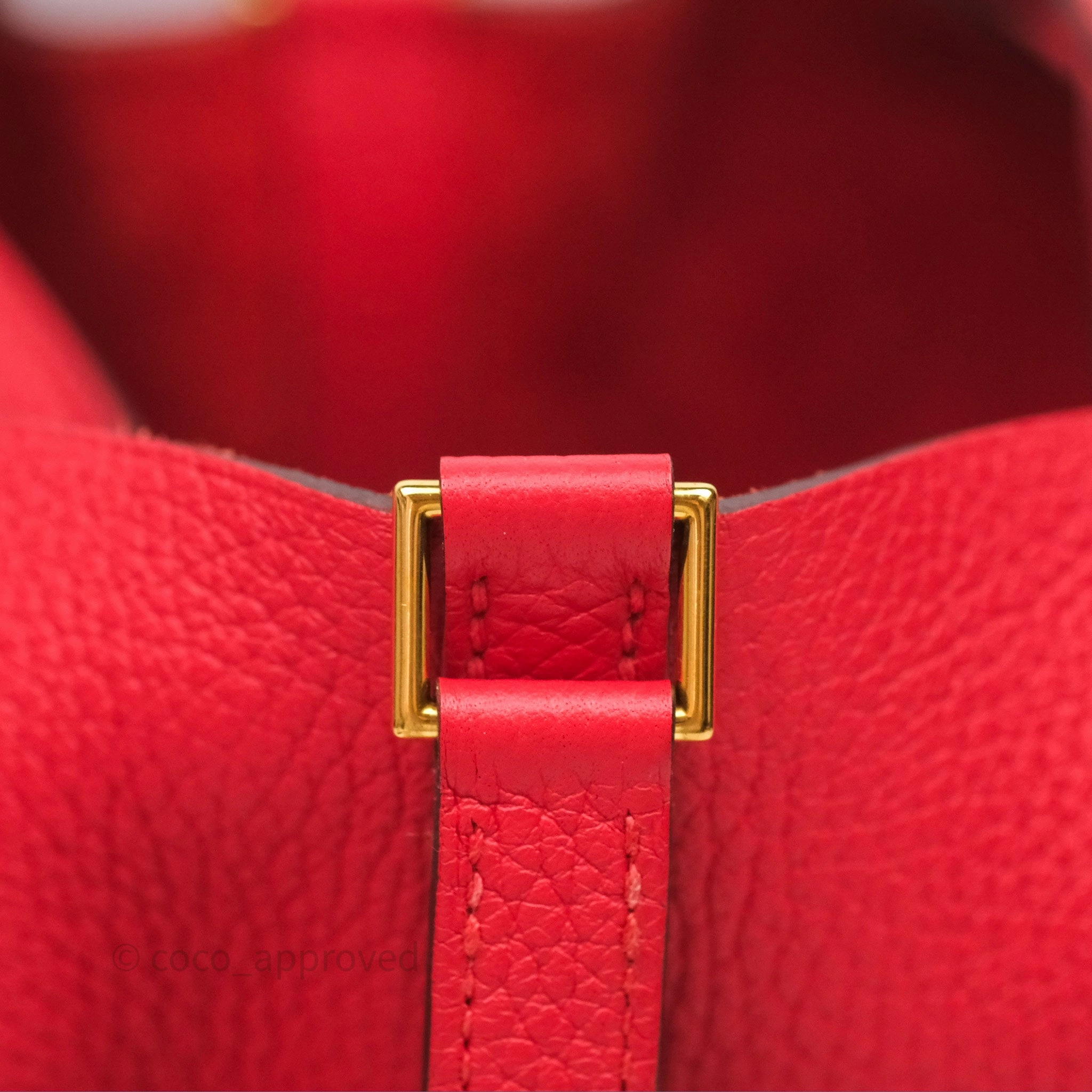 Herms Picotin 22 Rouge Tomate S5 Clemence Gold Hardware
