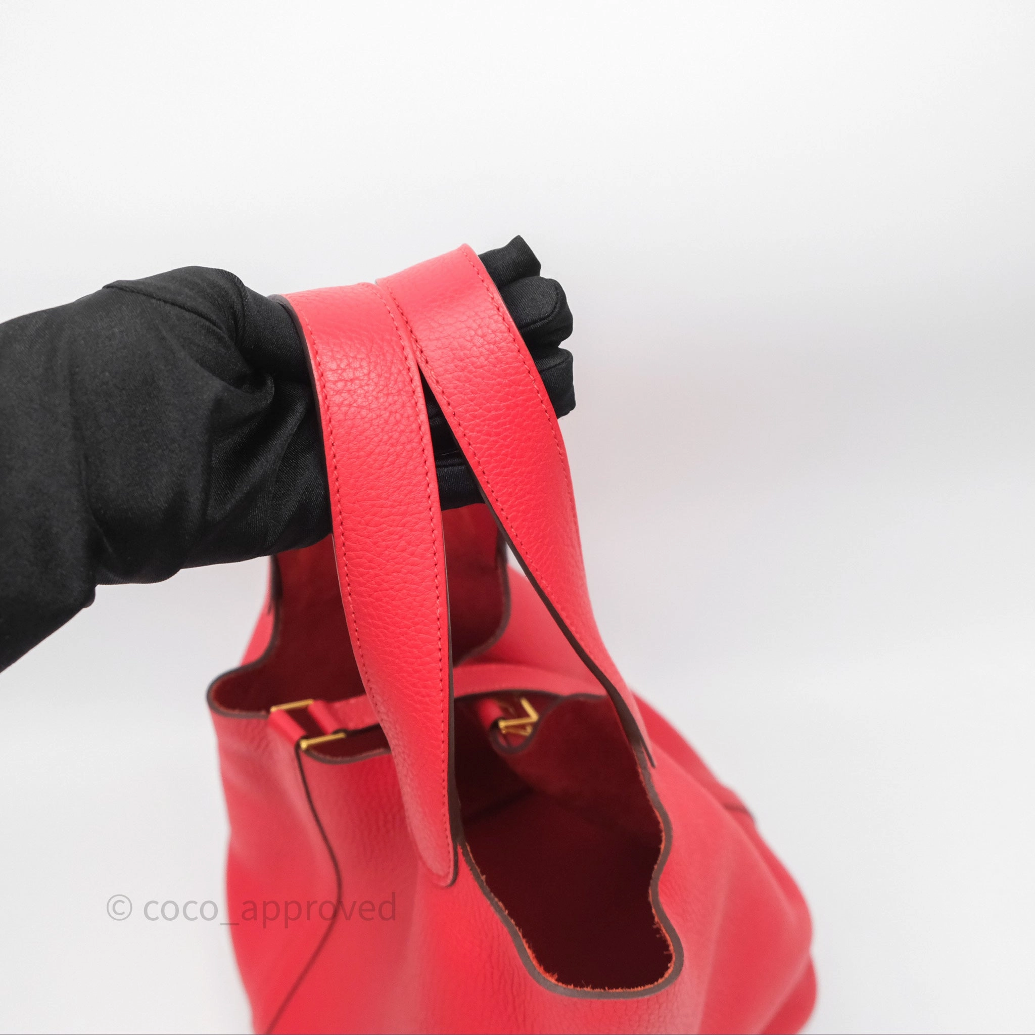 Herms Picotin 22 Rouge Tomate S5 Clemence Gold Hardware