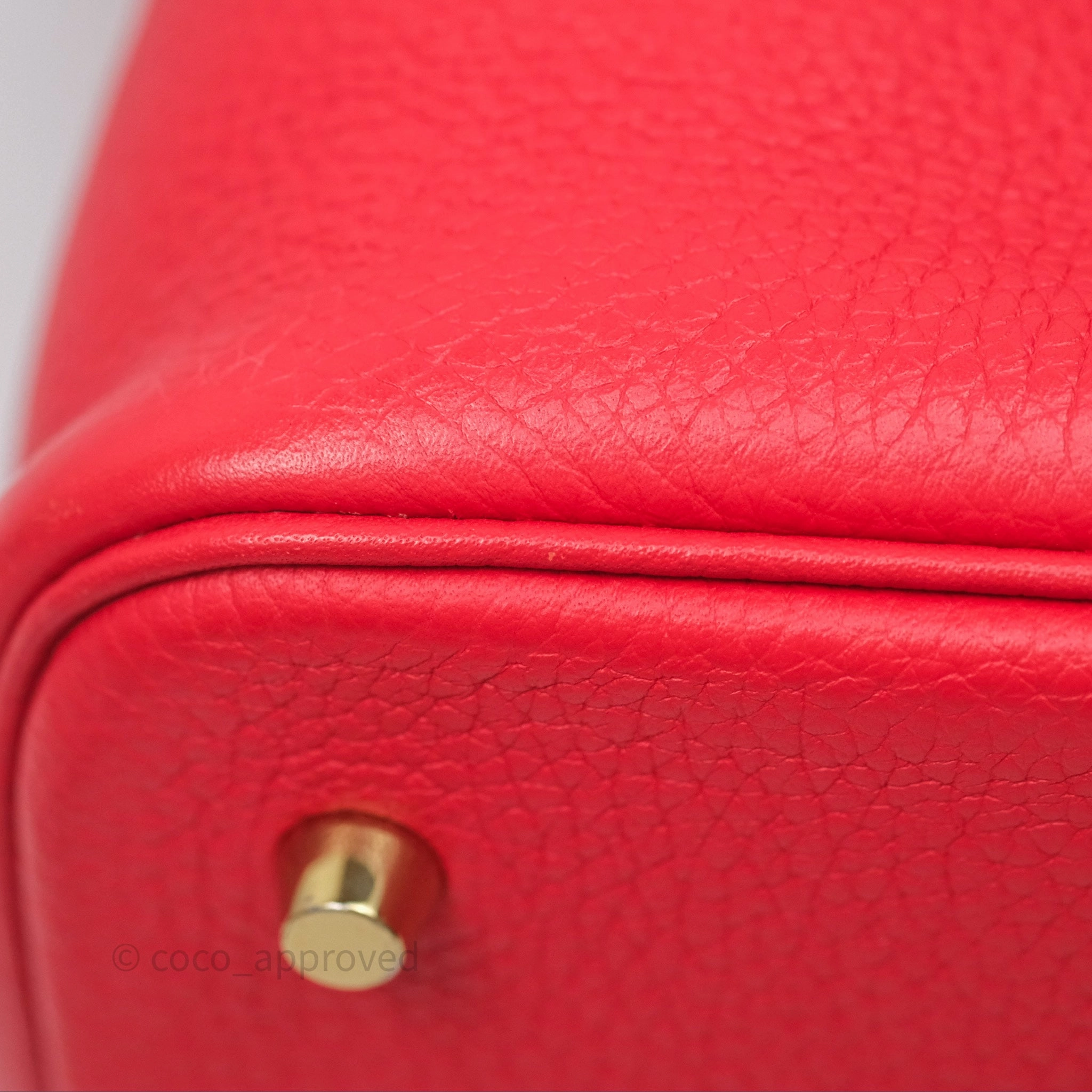 Herms Picotin 22 Rouge Tomate S5 Clemence Gold Hardware