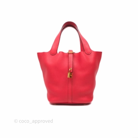 Herms Picotin 22 Rouge Tomate S5 Clemence Gold Hardware