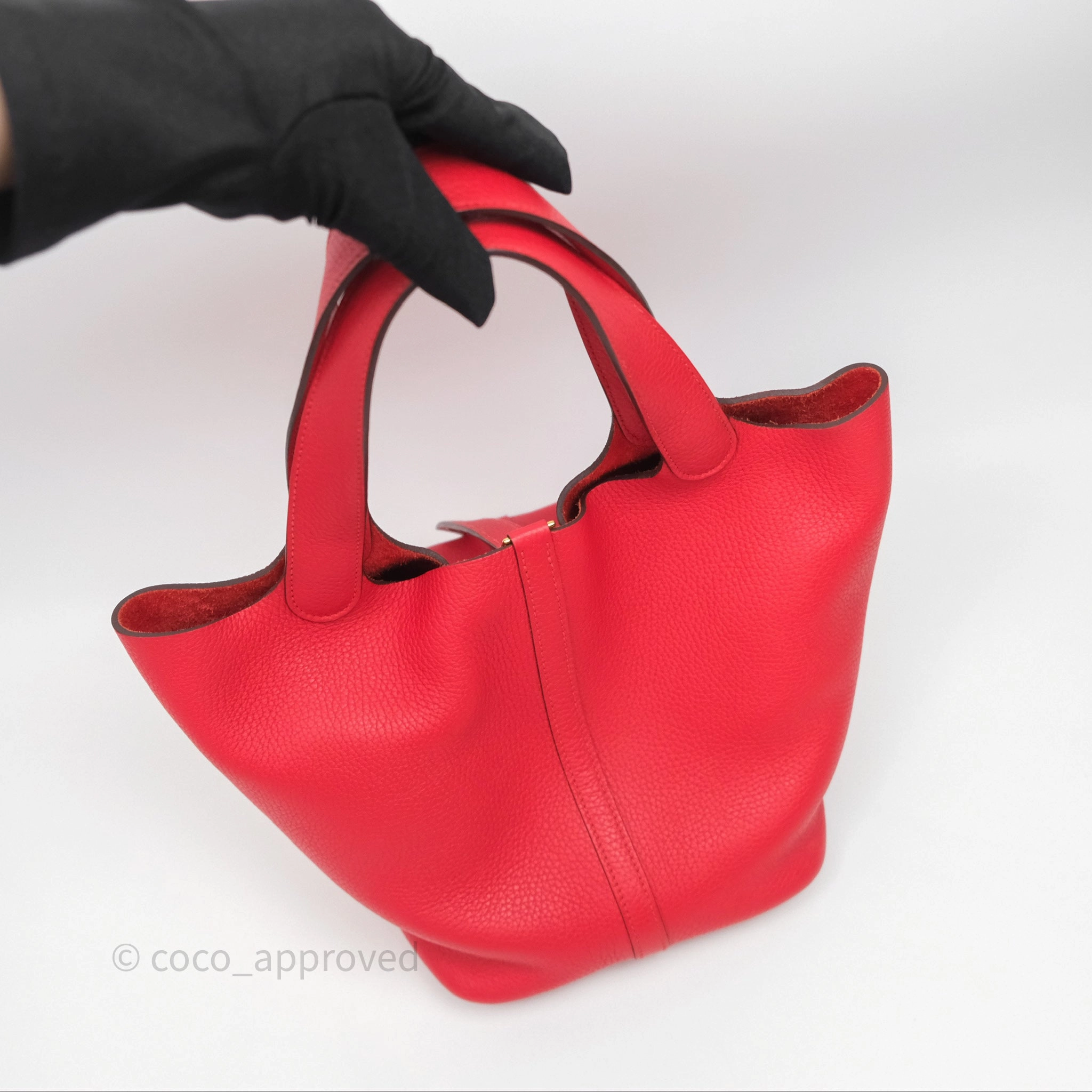 Herms Picotin 22 Rouge Tomate S5 Clemence Gold Hardware