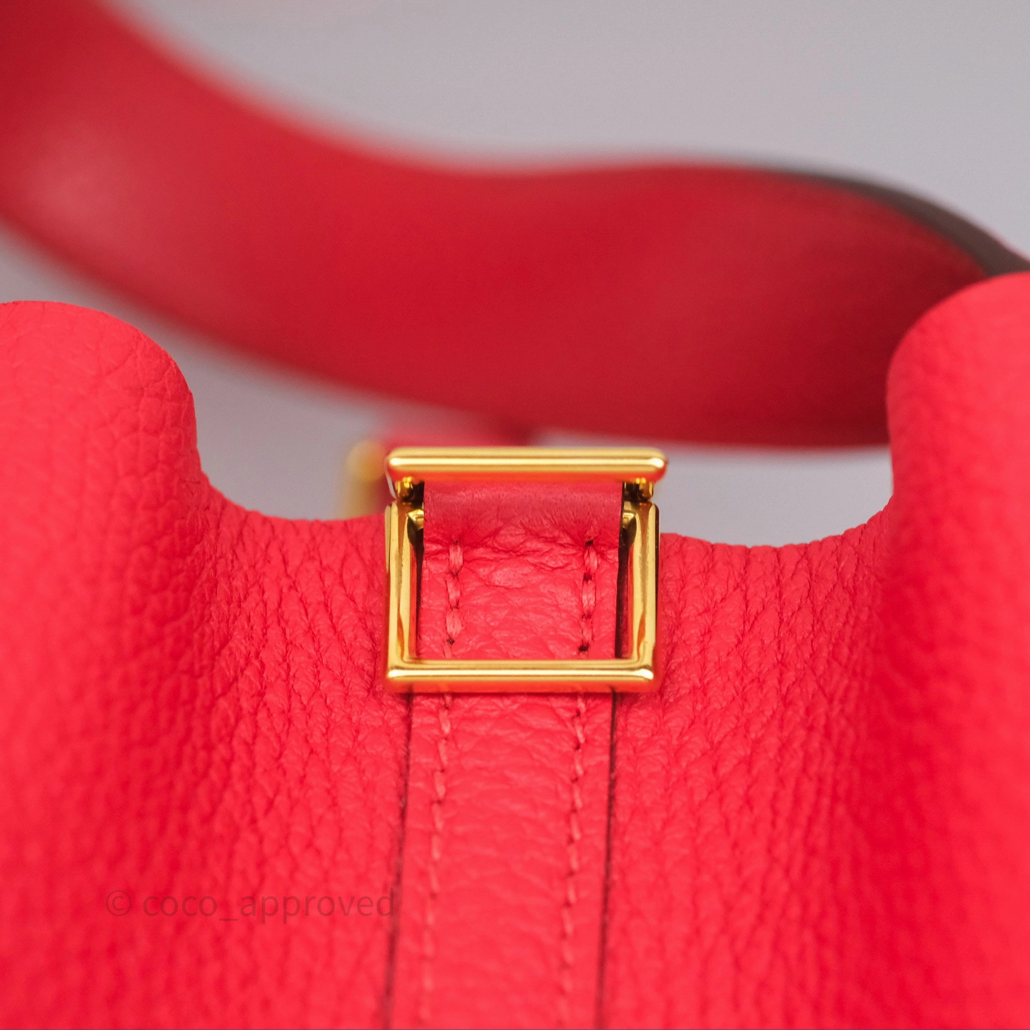Herms Picotin 22 Rouge Tomate S5 Clemence Gold Hardware