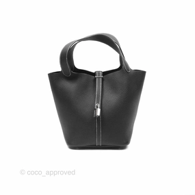 Herms Picotin 22 Stitch Black Clemence Palladium Hardware
