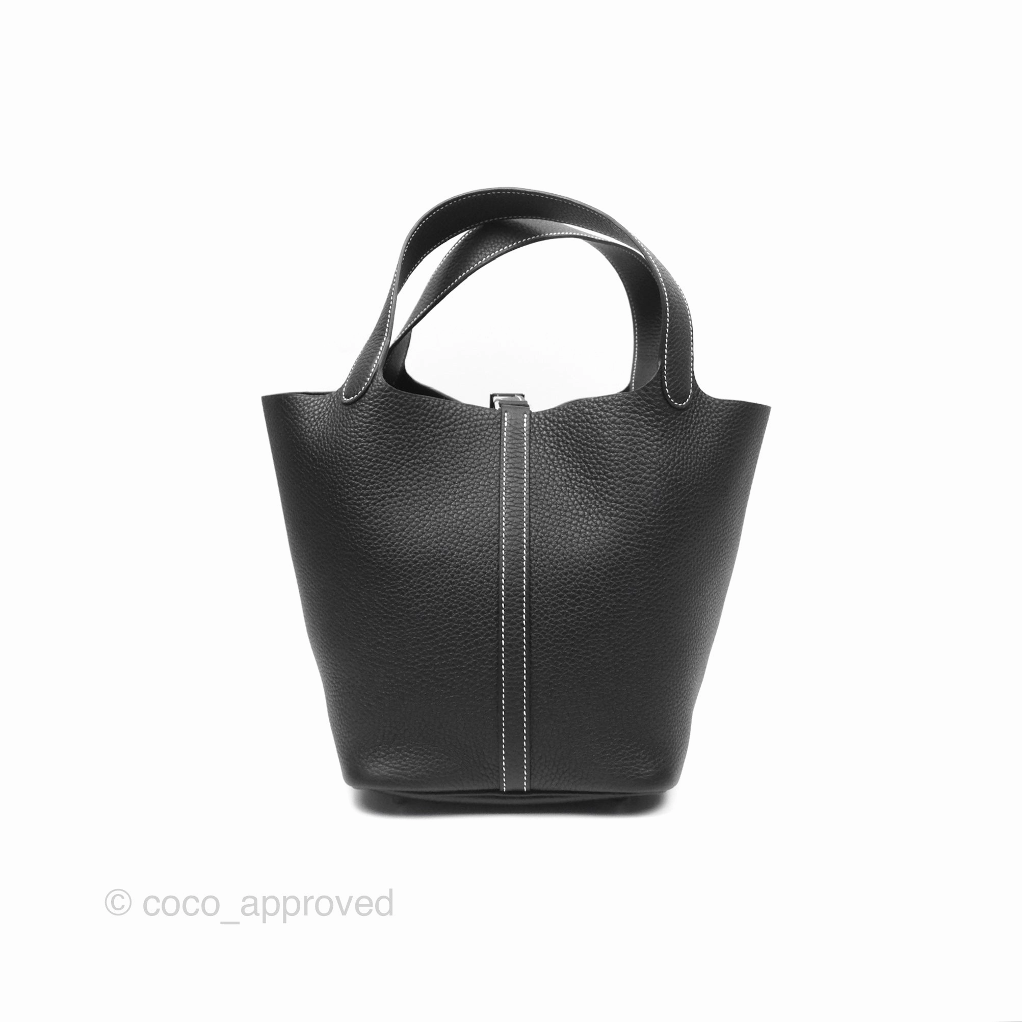 Herms Picotin 22 Stitch Black Clemence Palladium Hardware