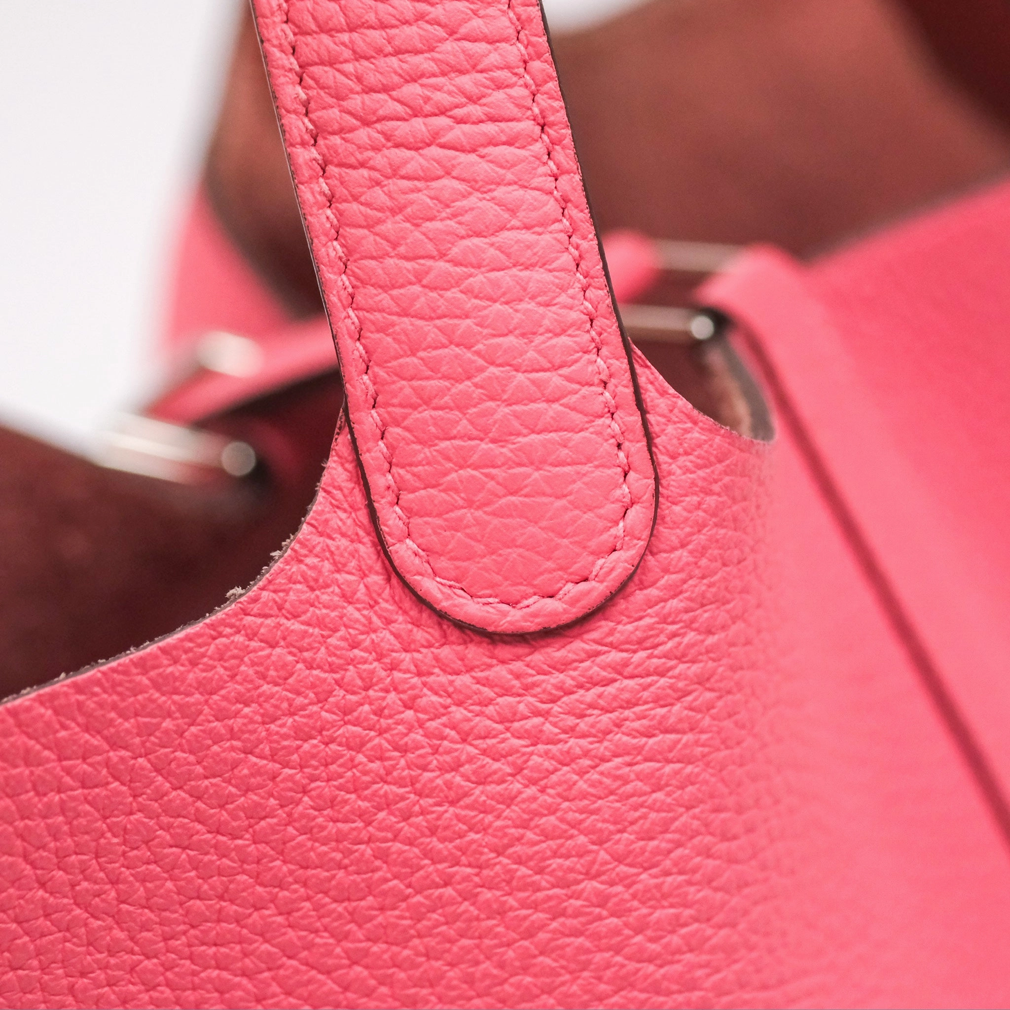 Herms Picotin Lock 18 Eclat Rose Azalee Clemence/ Terre Battue Swift Palladium Hardware
