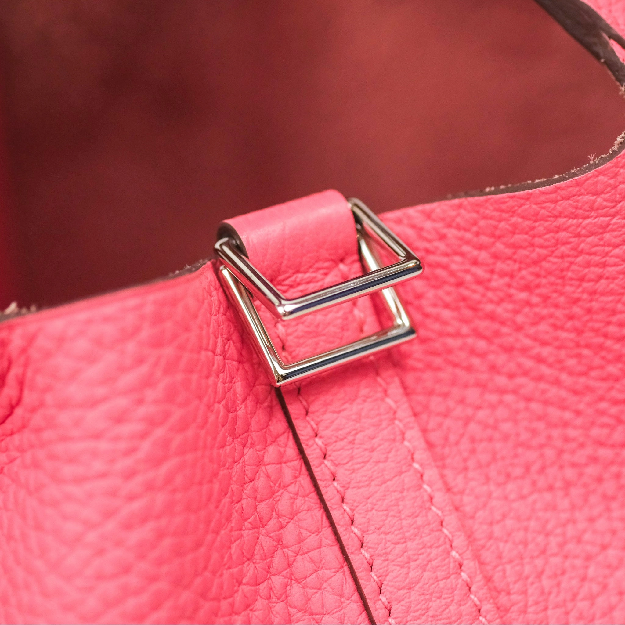 Herms Picotin Lock 18 Eclat Rose Azalee Clemence/ Terre Battue Swift Palladium Hardware