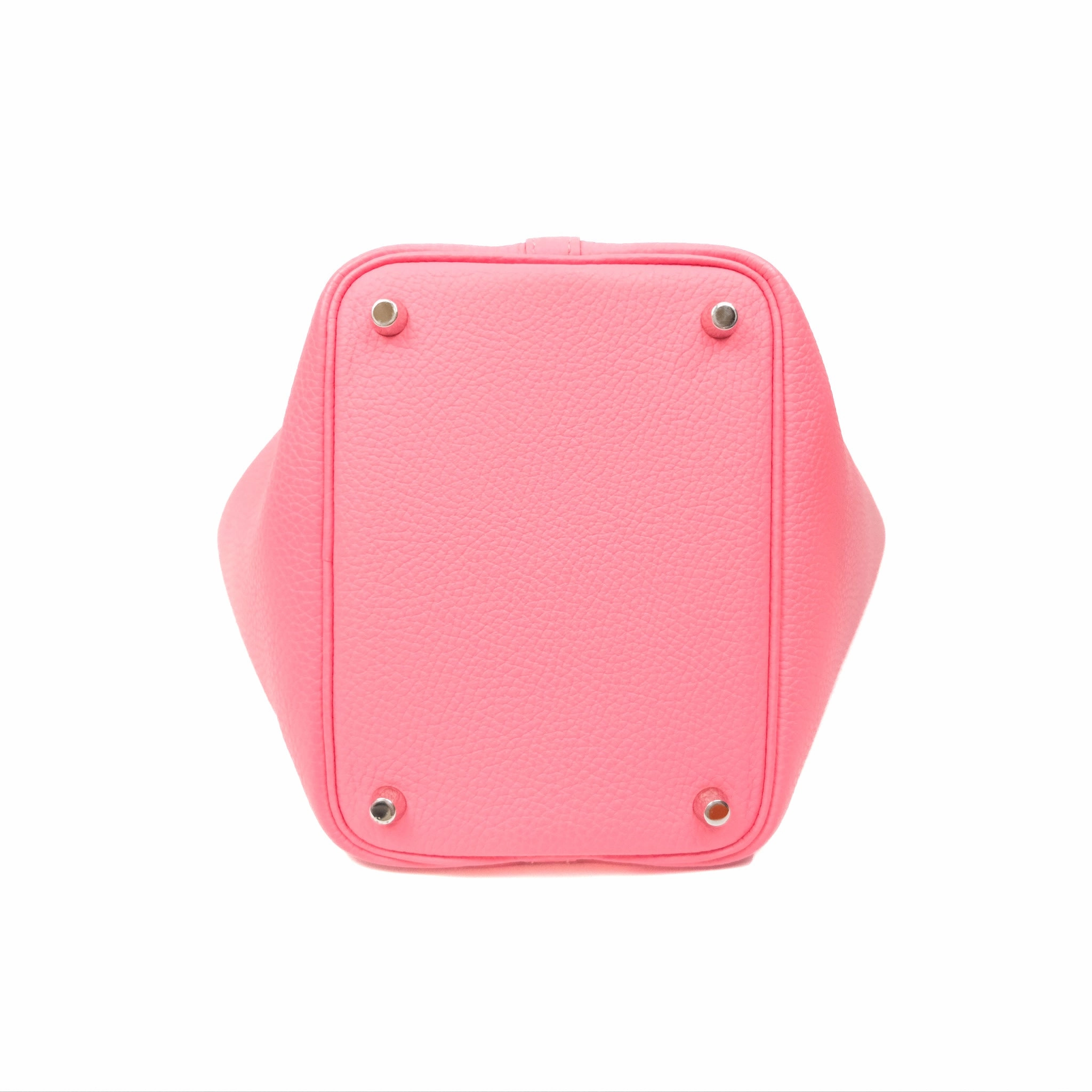 Herms Picotin Lock 18 Eclat Rose Azalee Clemence/ Terre Battue Swift Palladium Hardware