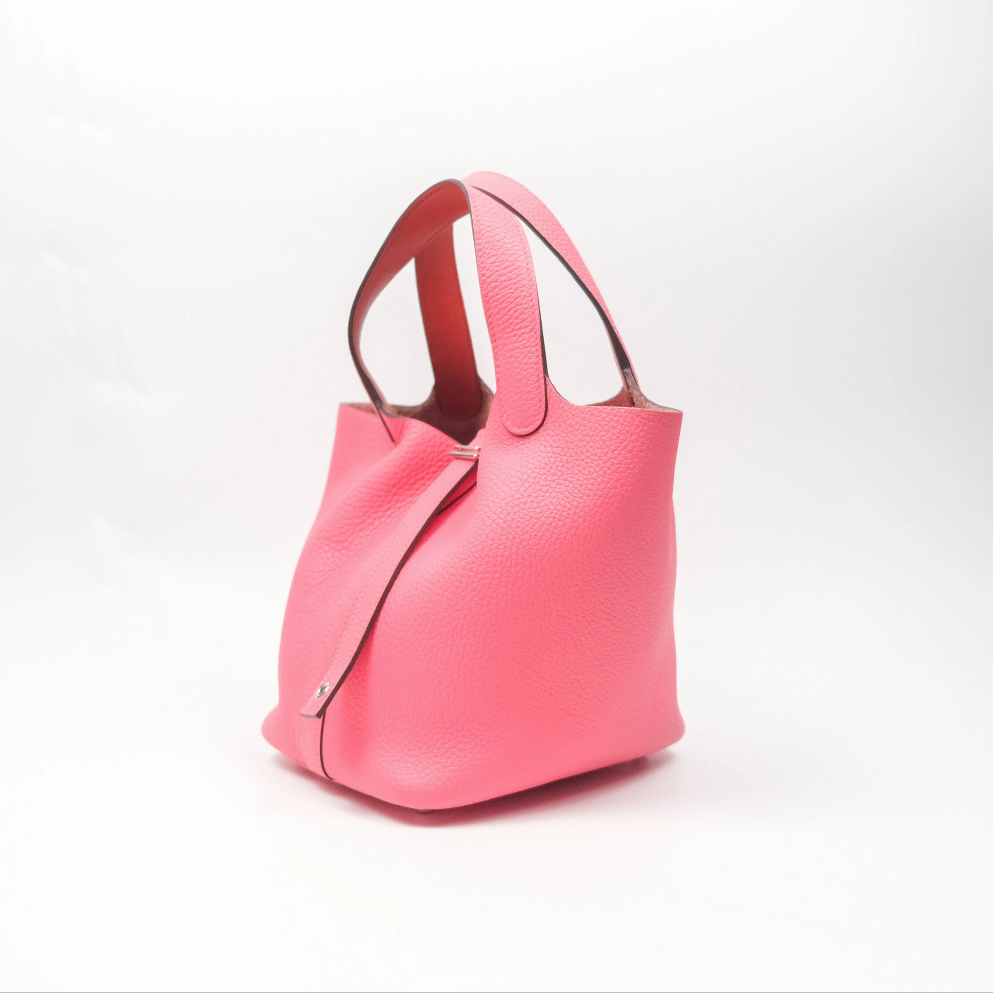 Herms Picotin Lock 18 Eclat Rose Azalee Clemence/ Terre Battue Swift Palladium Hardware