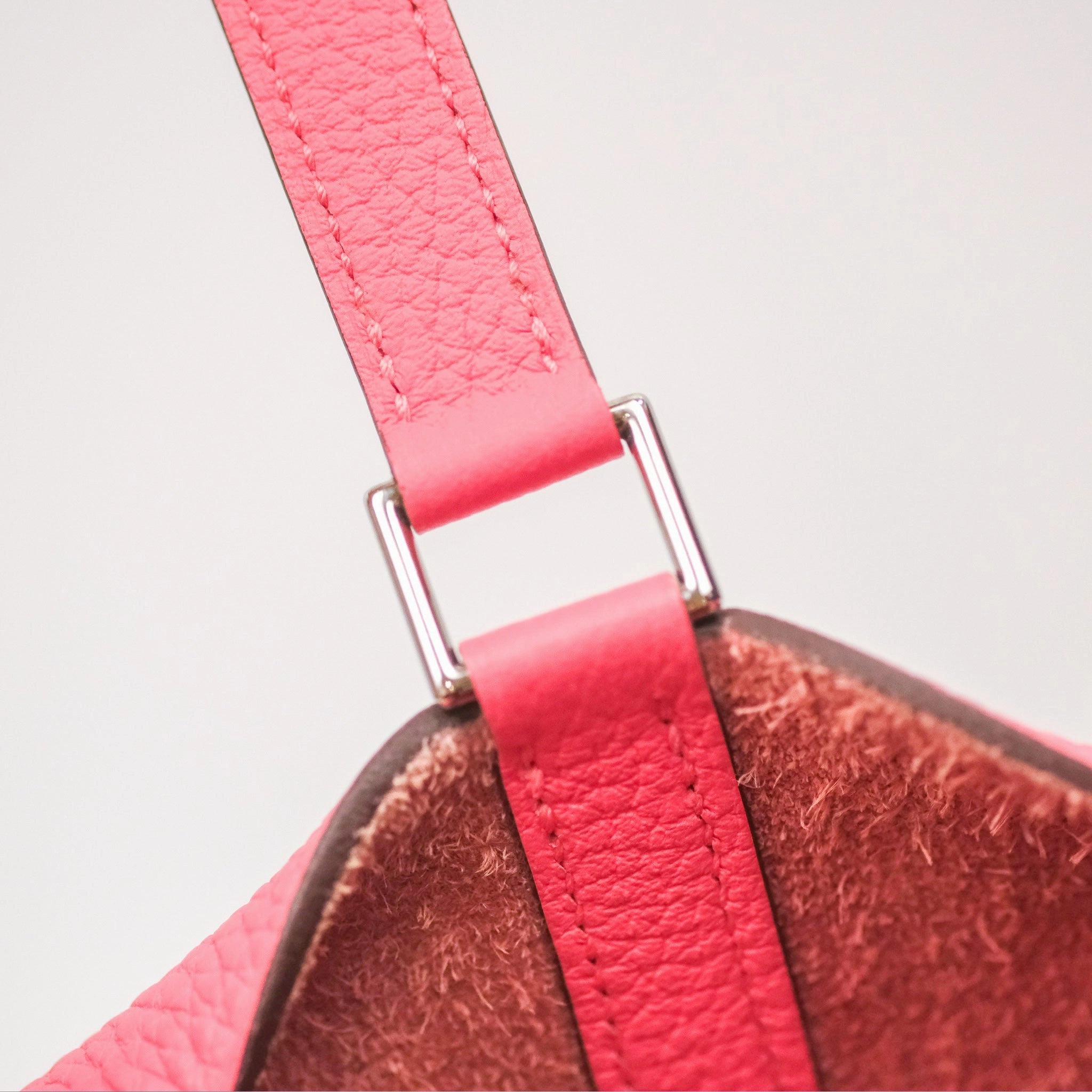 Herms Picotin Lock 18 Eclat Rose Azalee Clemence/ Terre Battue Swift Palladium Hardware