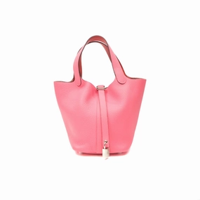 Herms Picotin Lock 18 Eclat Rose Azalee Clemence/ Terre Battue Swift Palladium Hardware