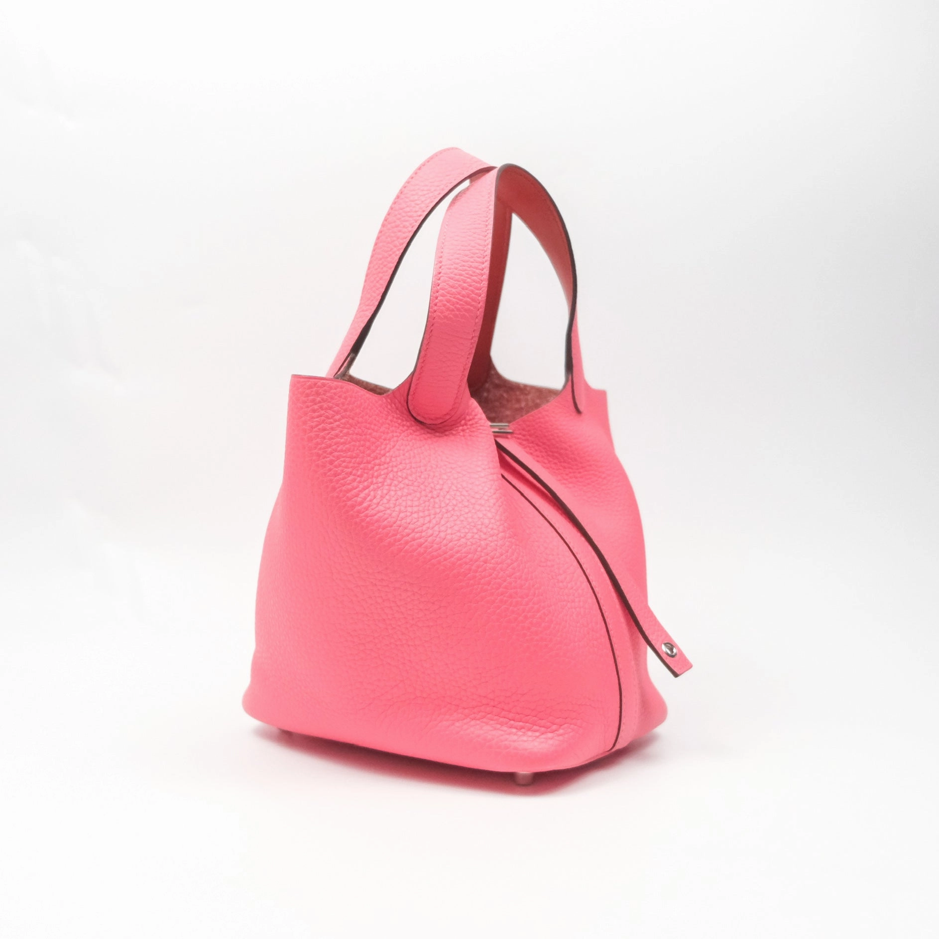 Herms Picotin Lock 18 Eclat Rose Azalee Clemence/ Terre Battue Swift Palladium Hardware