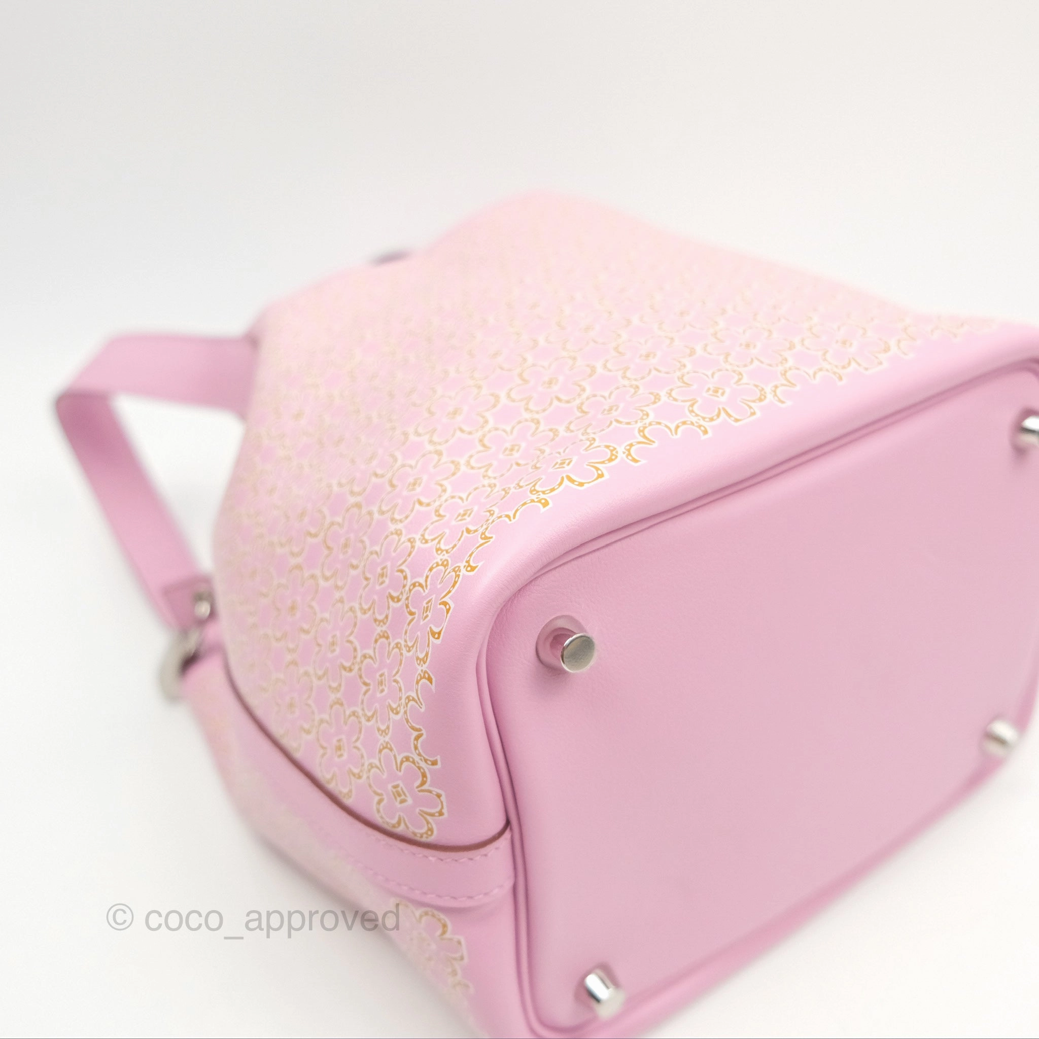 Herms Picotin Lock 18 Lucky Daisy Mauve Sylvestre Swift Palladium Hardware