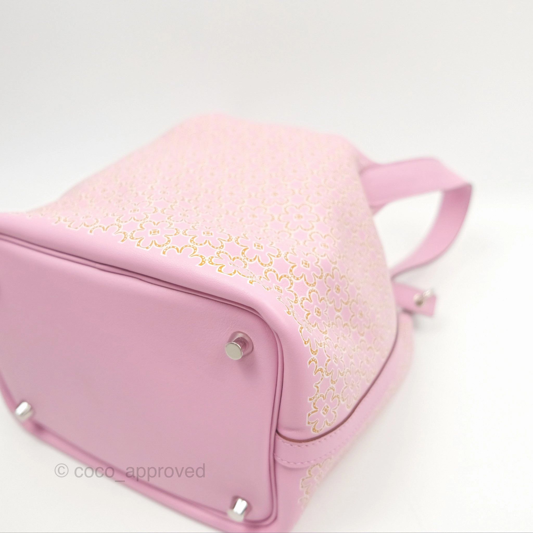 Herms Picotin Lock 18 Lucky Daisy Mauve Sylvestre Swift Palladium Hardware