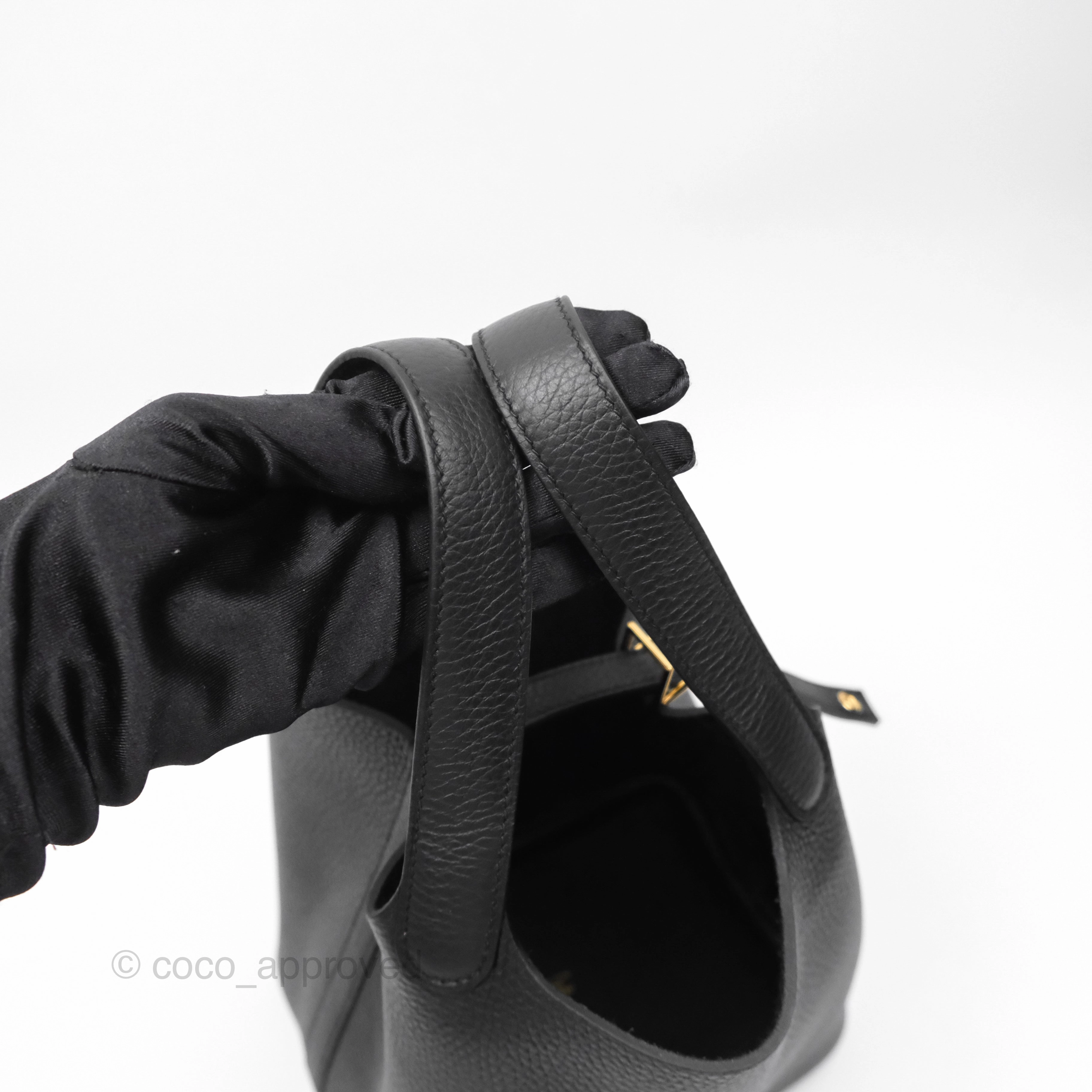 Herms Picotin Lock 18 Noir 89 Taurillon Clemence Gold Hardware
