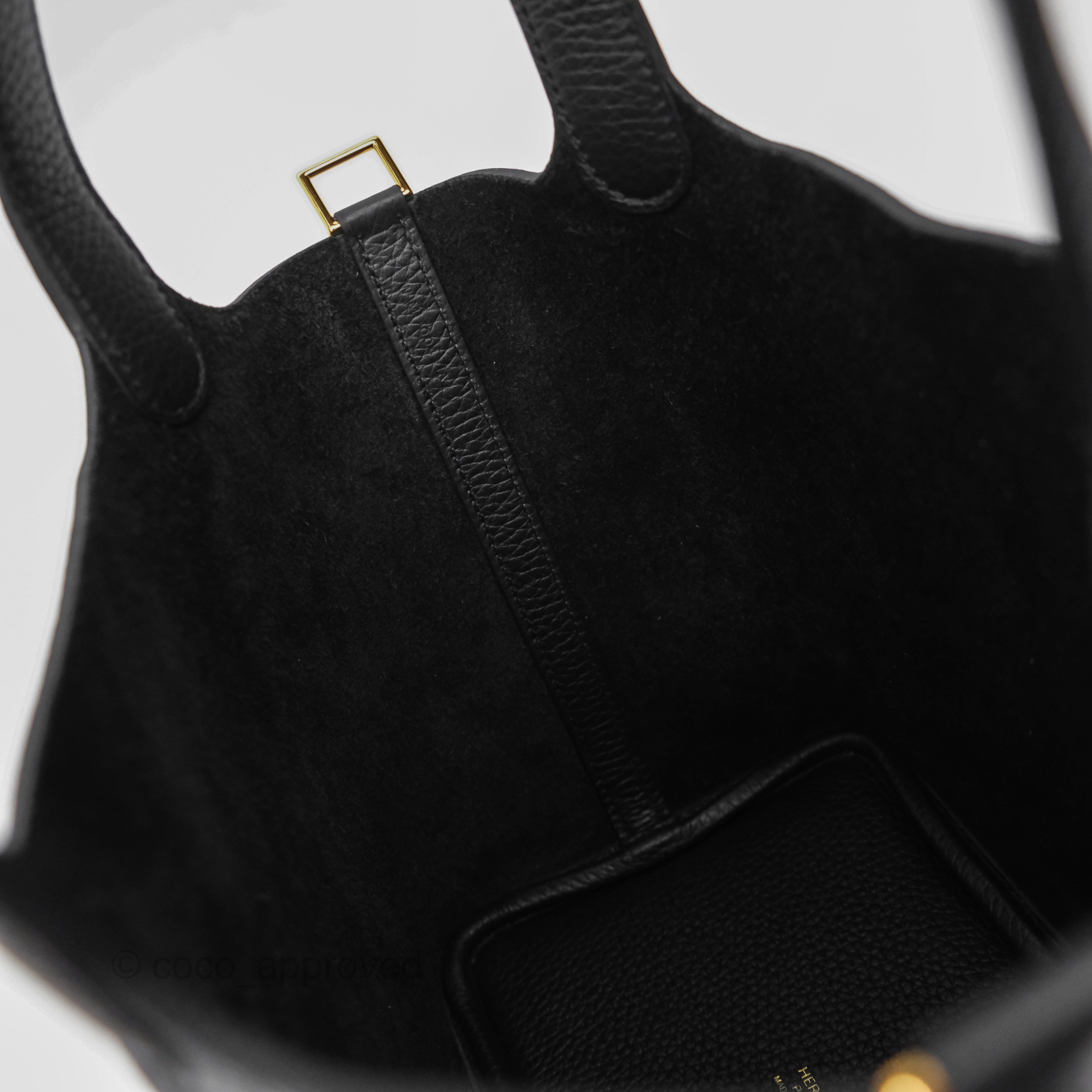 Herms Picotin Lock 18 Noir 89 Taurillon Clemence Gold Hardware
