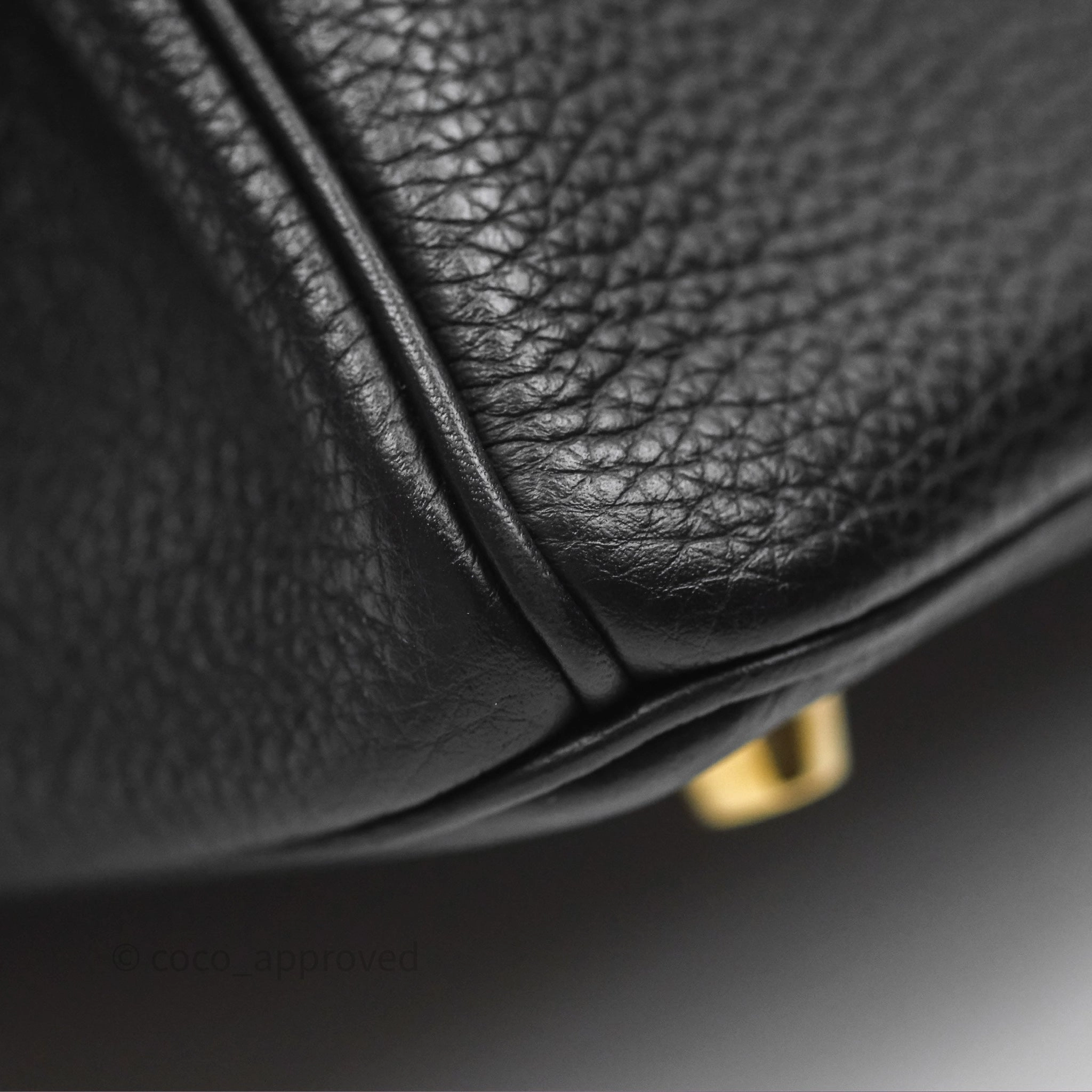 Herms Retourne Birkin 25 Noir Togo Gold Hardware