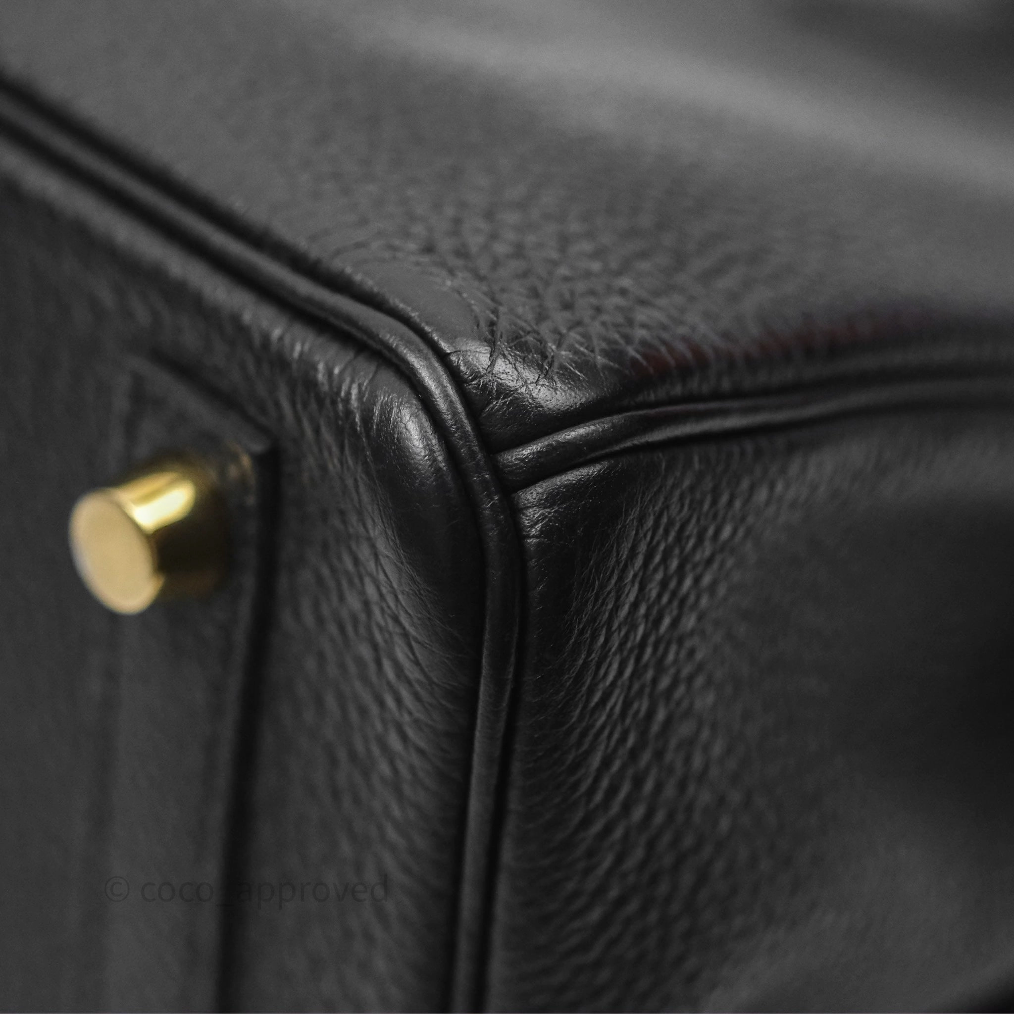 Herms Retourne Birkin 25 Noir Togo Gold Hardware