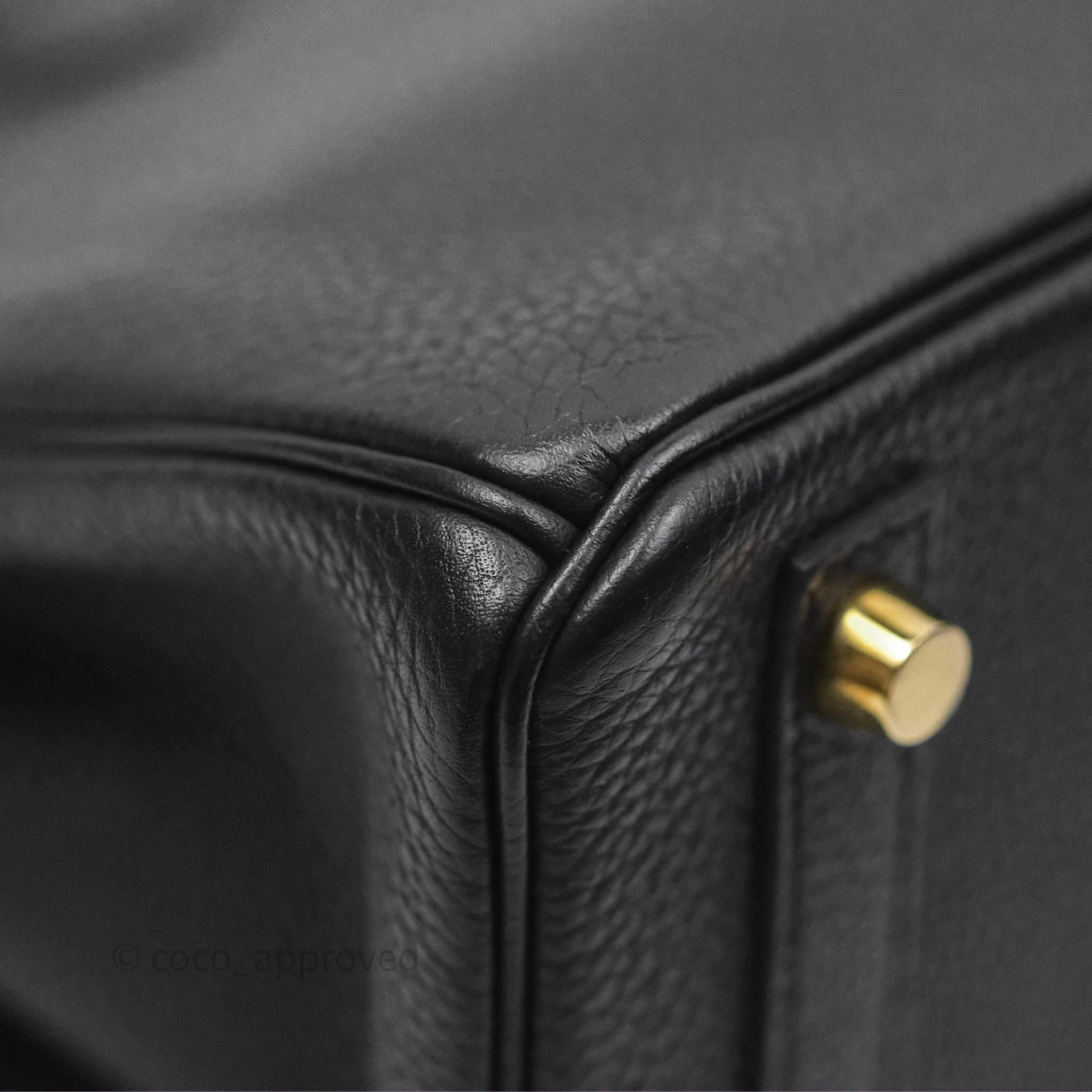 Herms Retourne Birkin 25 Noir Togo Gold Hardware