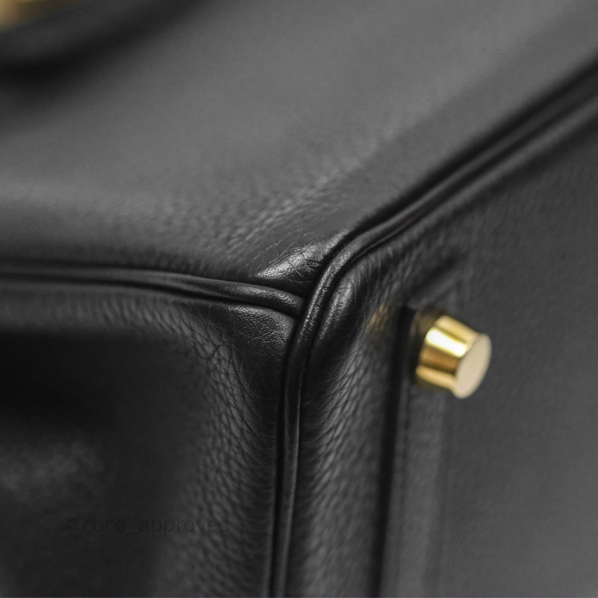 Herms Retourne Birkin 25 Noir Togo Gold Hardware