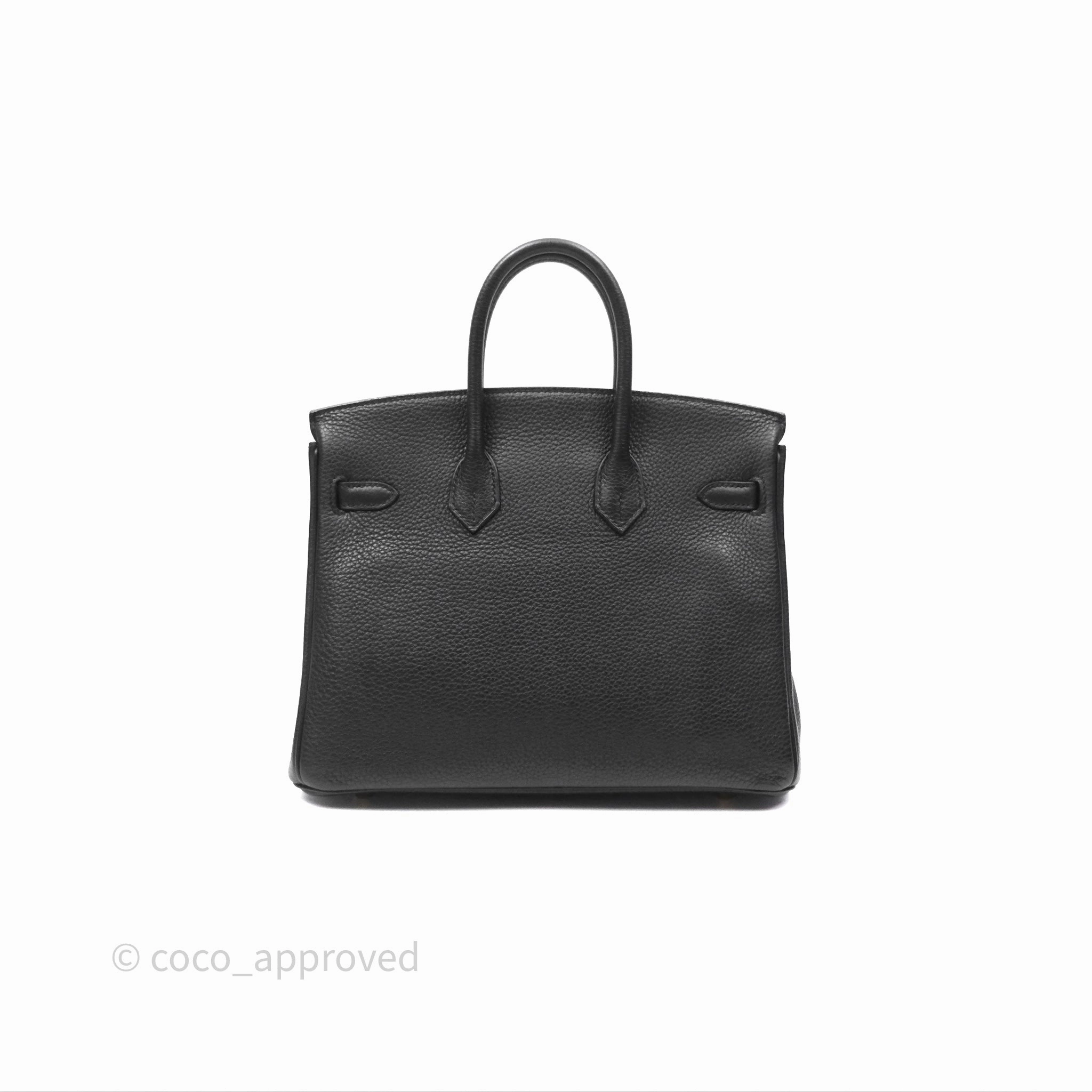 Herms Retourne Birkin 25 Noir Togo Gold Hardware