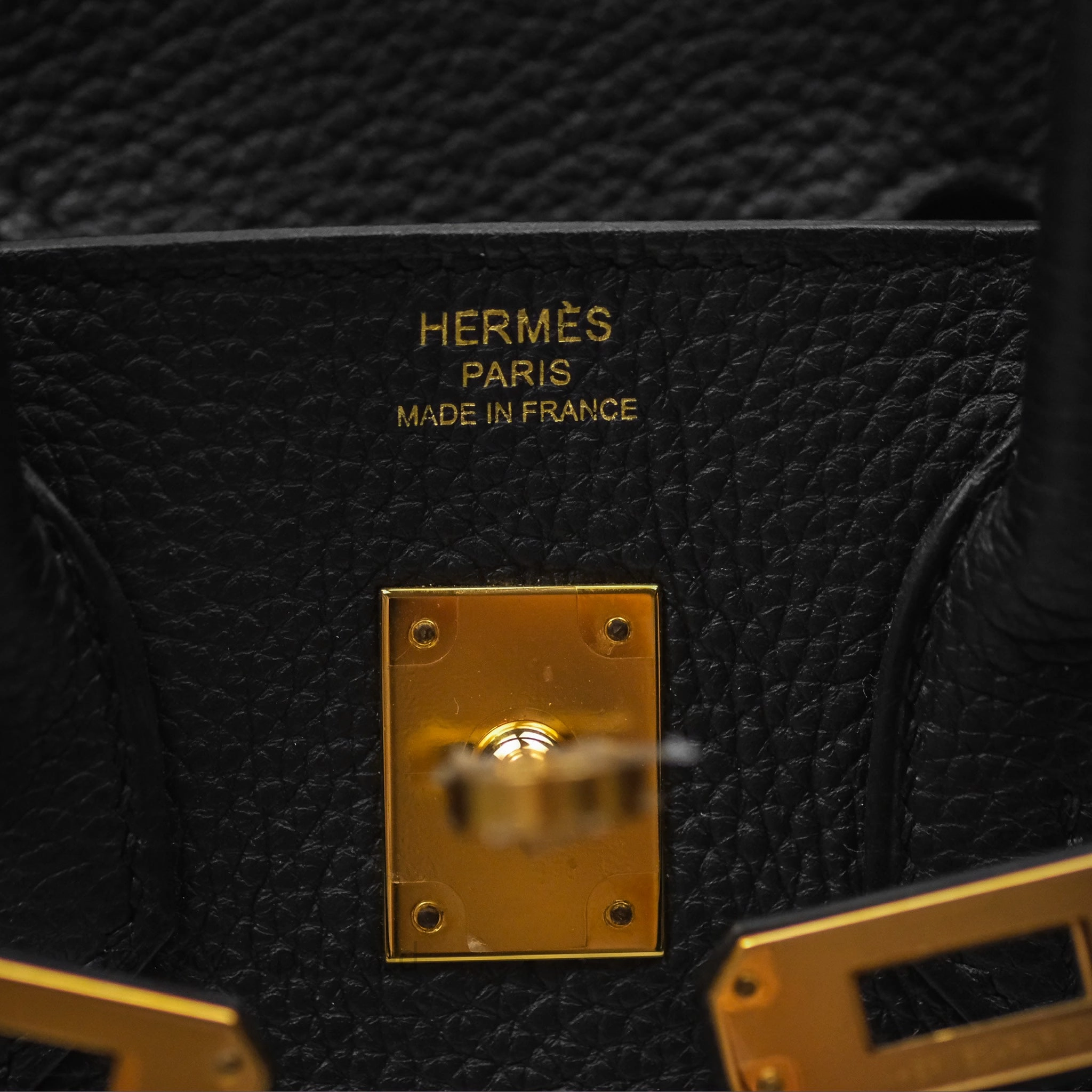 Herms Retourne Birkin 25 Noir Togo Gold Hardware