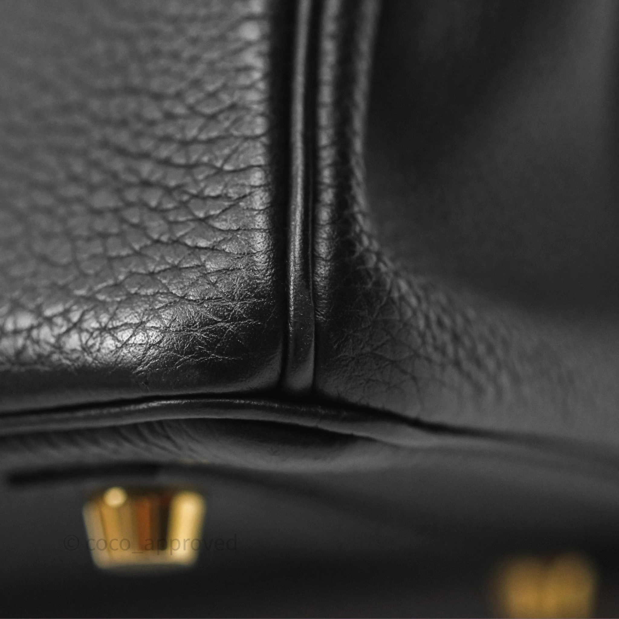 Herms Retourne Birkin 25 Noir Togo Gold Hardware