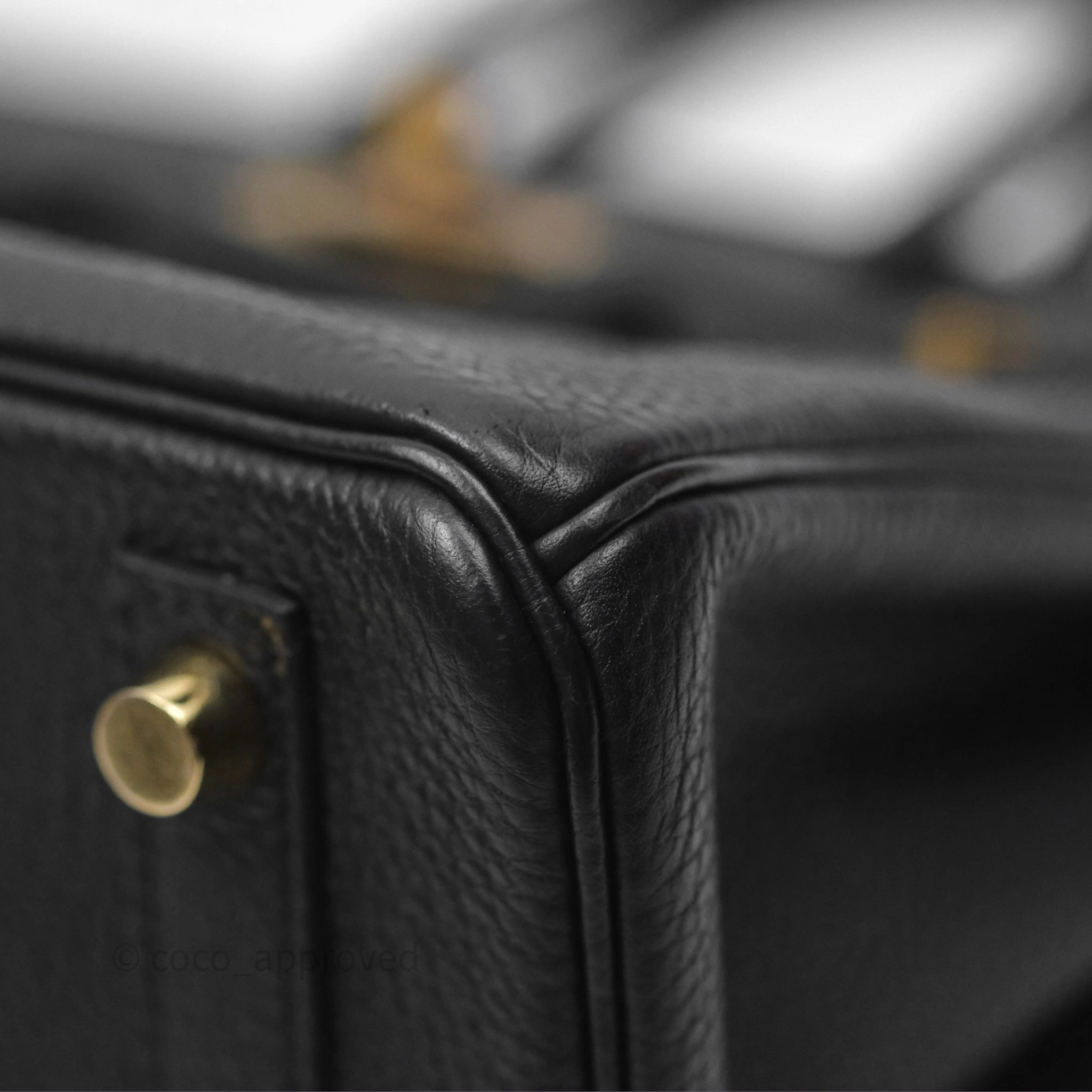 Herms Retourne Birkin 25 Noir Togo Gold Hardware