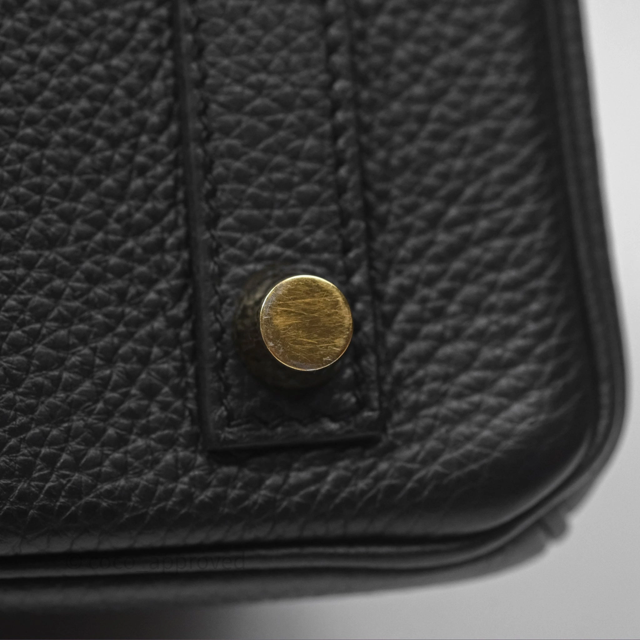 Herms Retourne Birkin 25 Noir Togo Gold Hardware