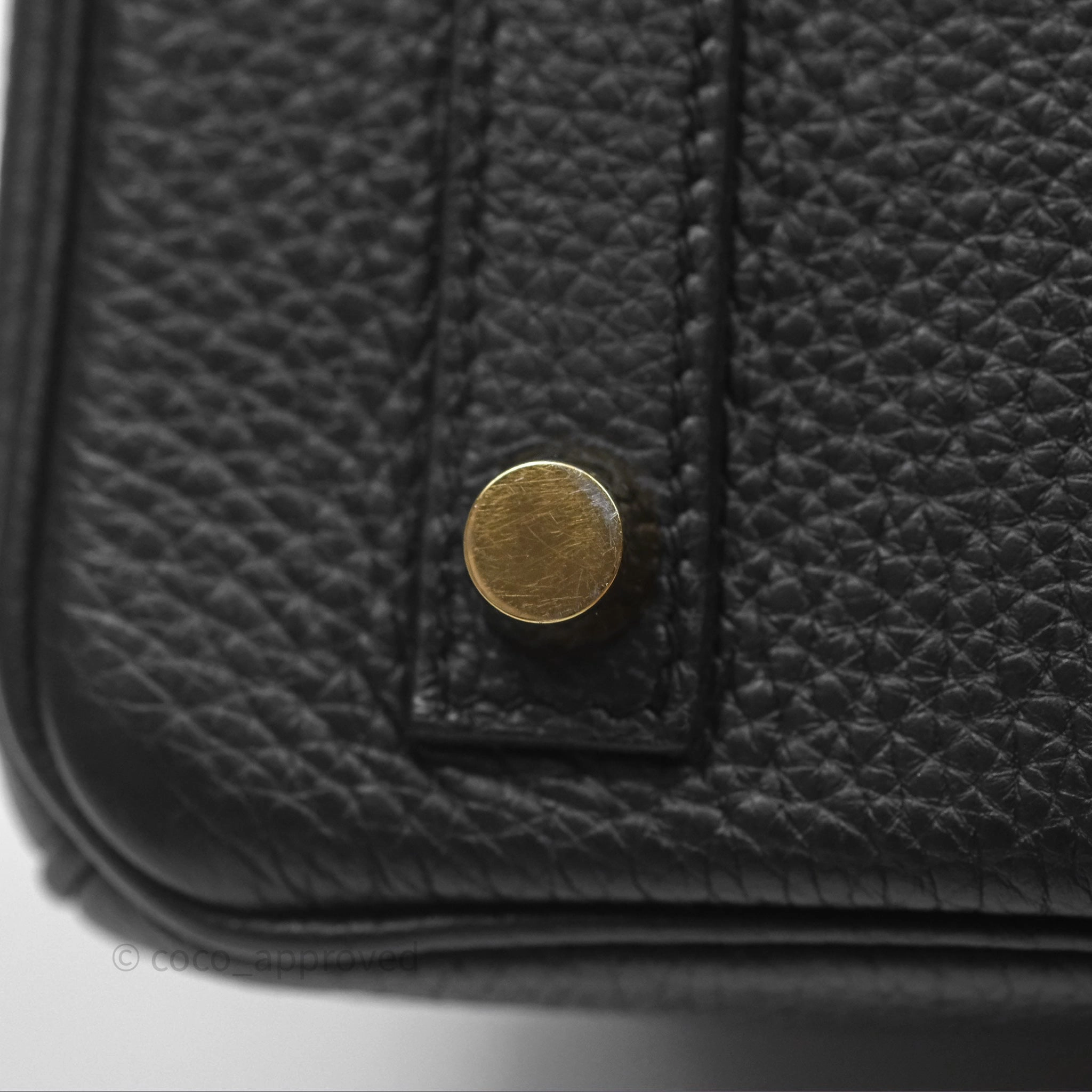 Herms Retourne Birkin 25 Noir Togo Gold Hardware