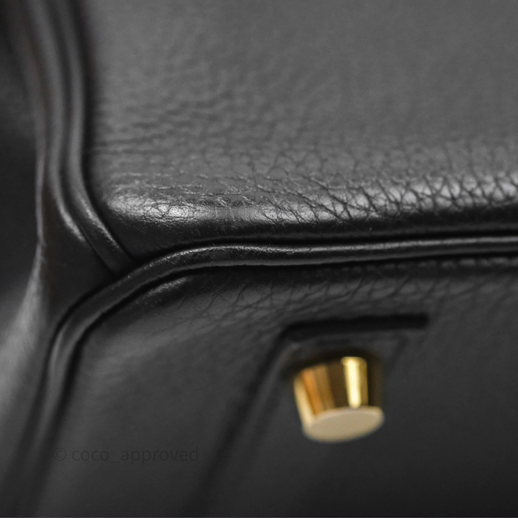 Herms Retourne Birkin 25 Noir Togo Gold Hardware