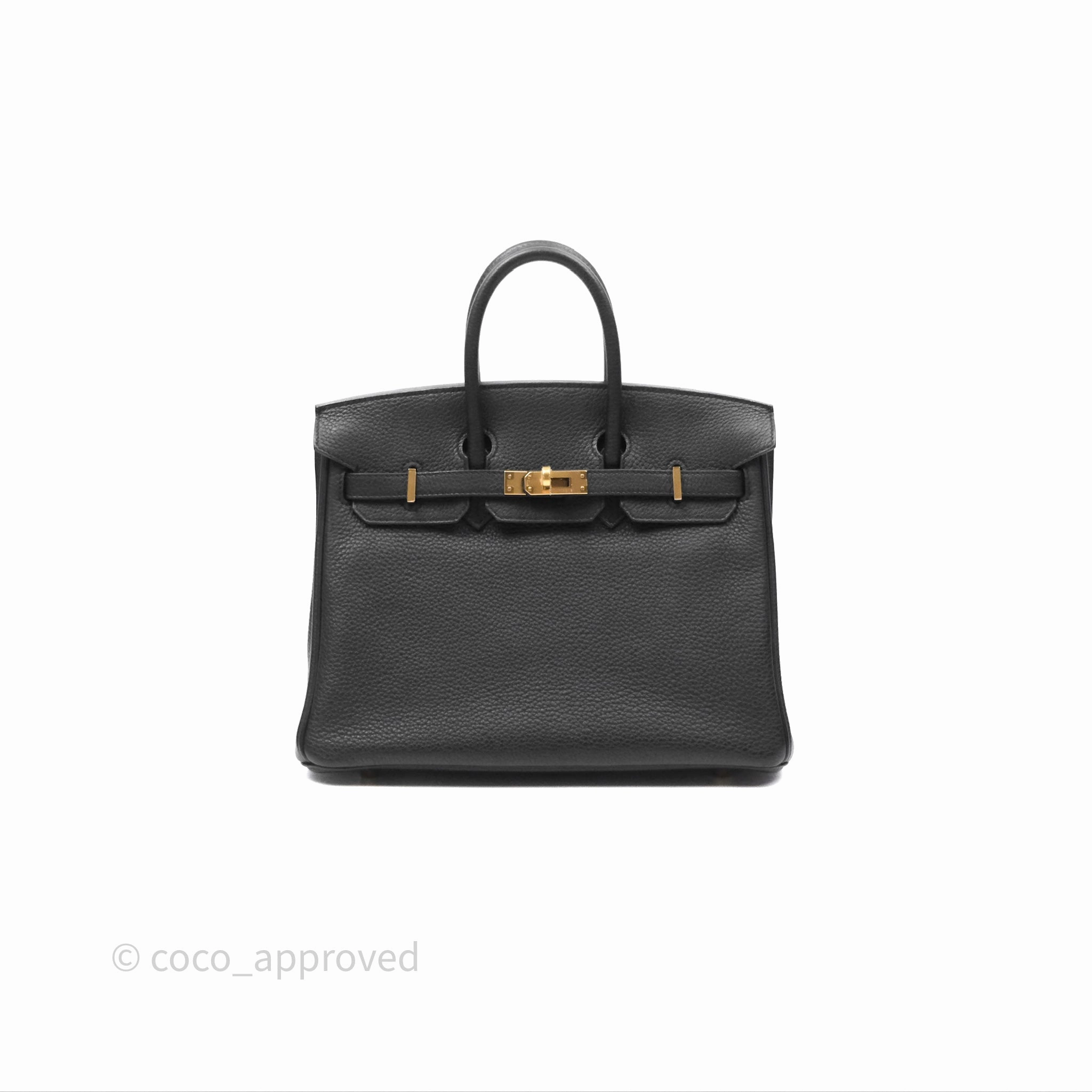 Herms Retourne Birkin 25 Noir Togo Gold Hardware